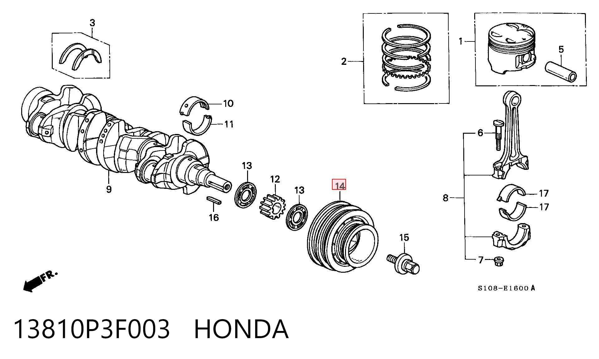 13810P3F003 Honda Polia de cambota
