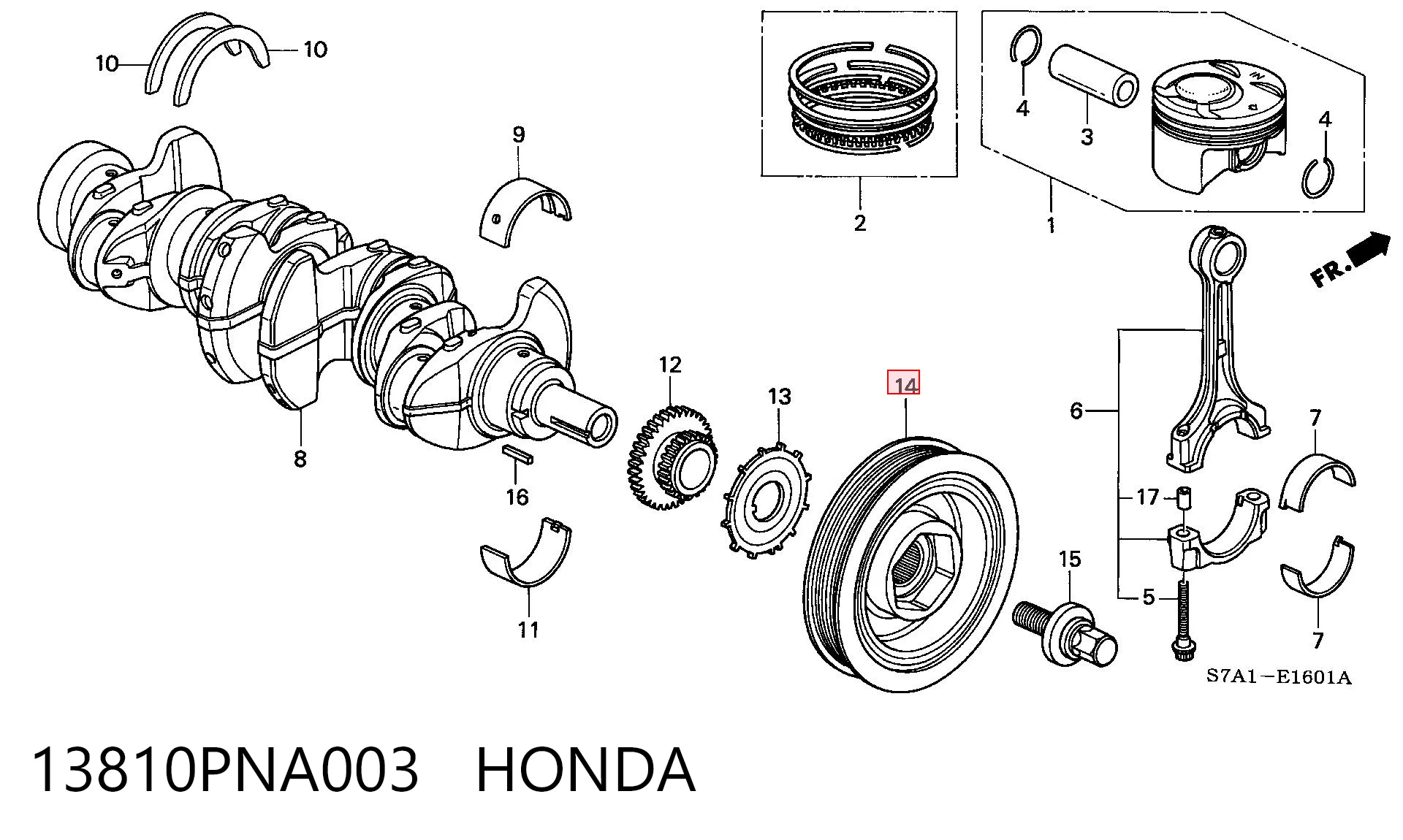 13810PNA003 Honda Polia de cambota