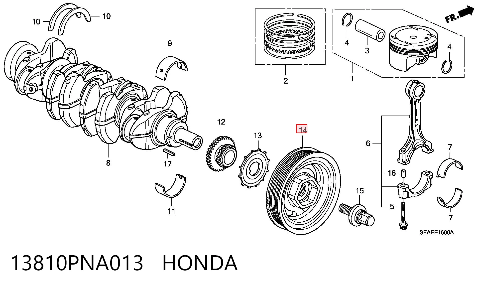 13810PNA013 Honda Polia de cambota