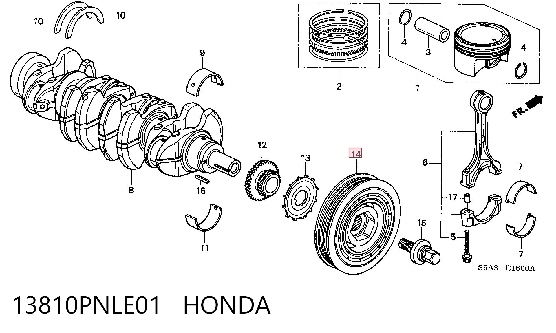 13810PNLE01 Honda Polia de cambota