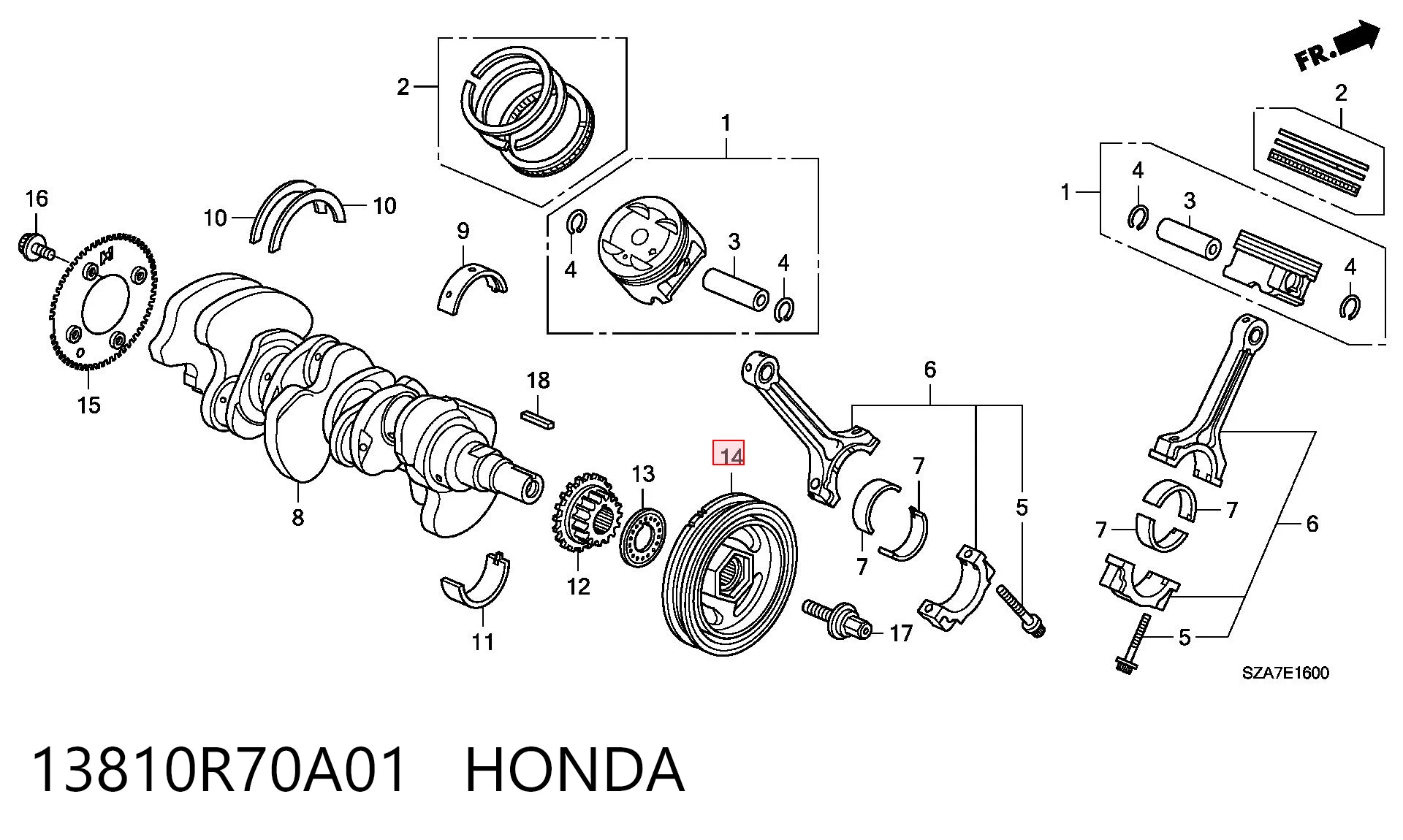 13810R70A01 Honda Polia de cambota