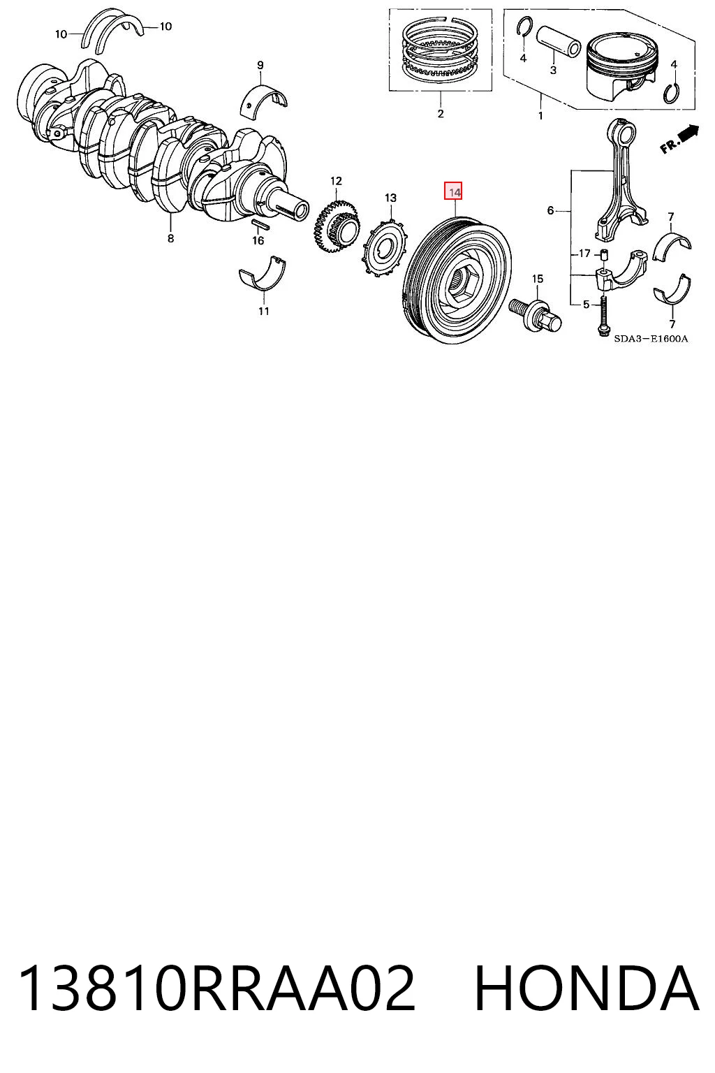 13810RRAA02 Honda Polia de cambota