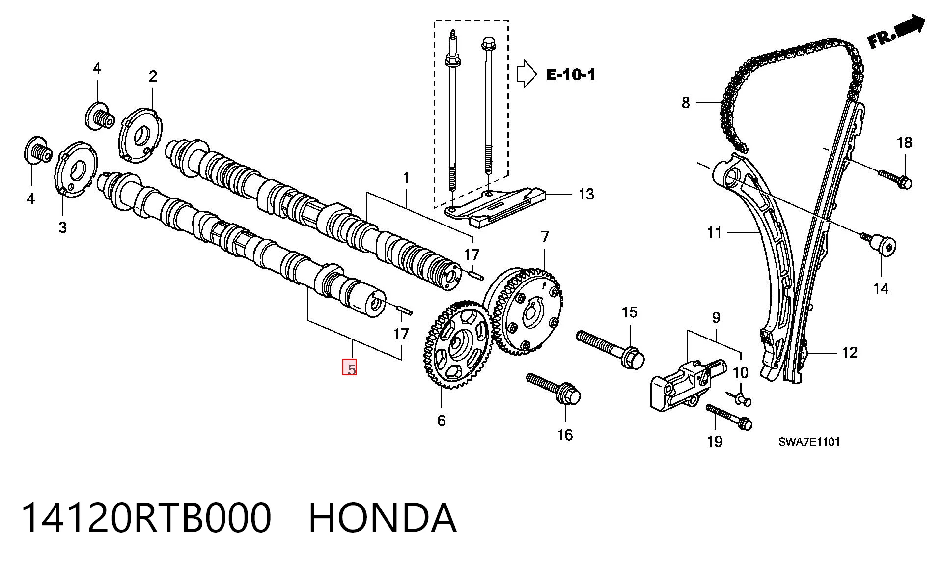 14120RTB000 Honda Árvore distribuidora de motor de escape