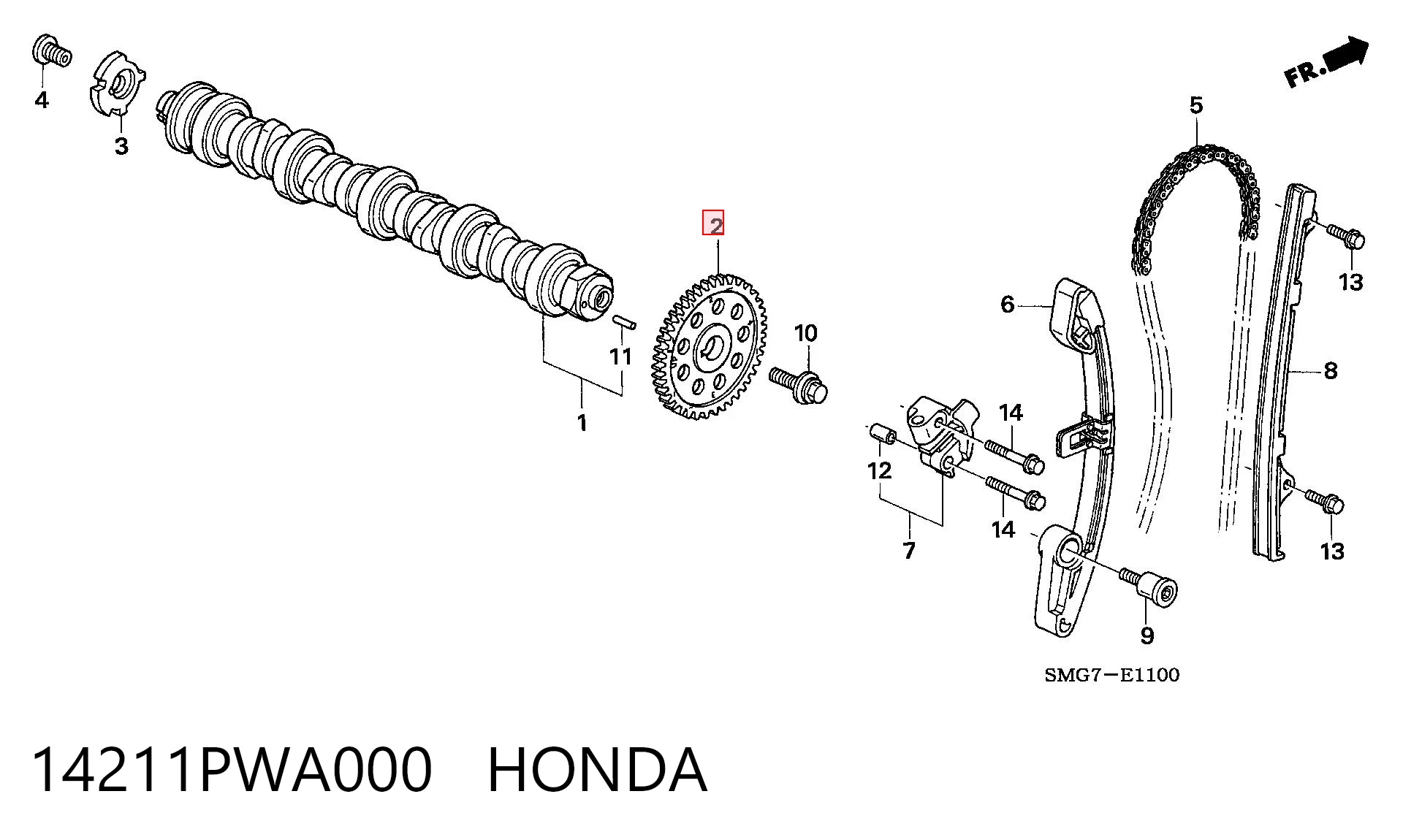 Engrenagem de cadeia da roda dentada da árvore distribuidora de motor para Honda Jazz  GD, GE