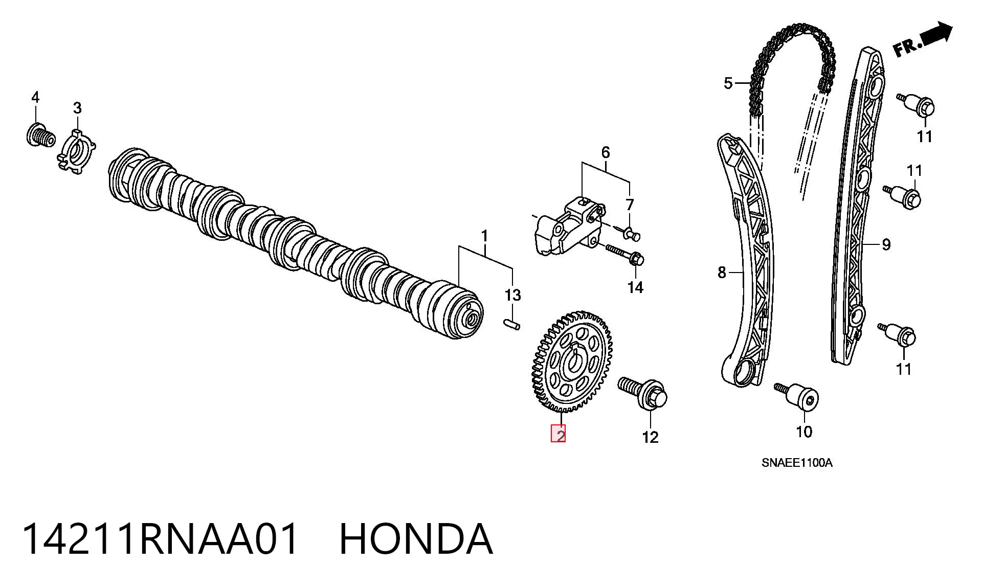 14211RNAA01 PLUS AFTERMARKET Engrenagem de cadeia da roda dentada da árvore distribuidora de motor