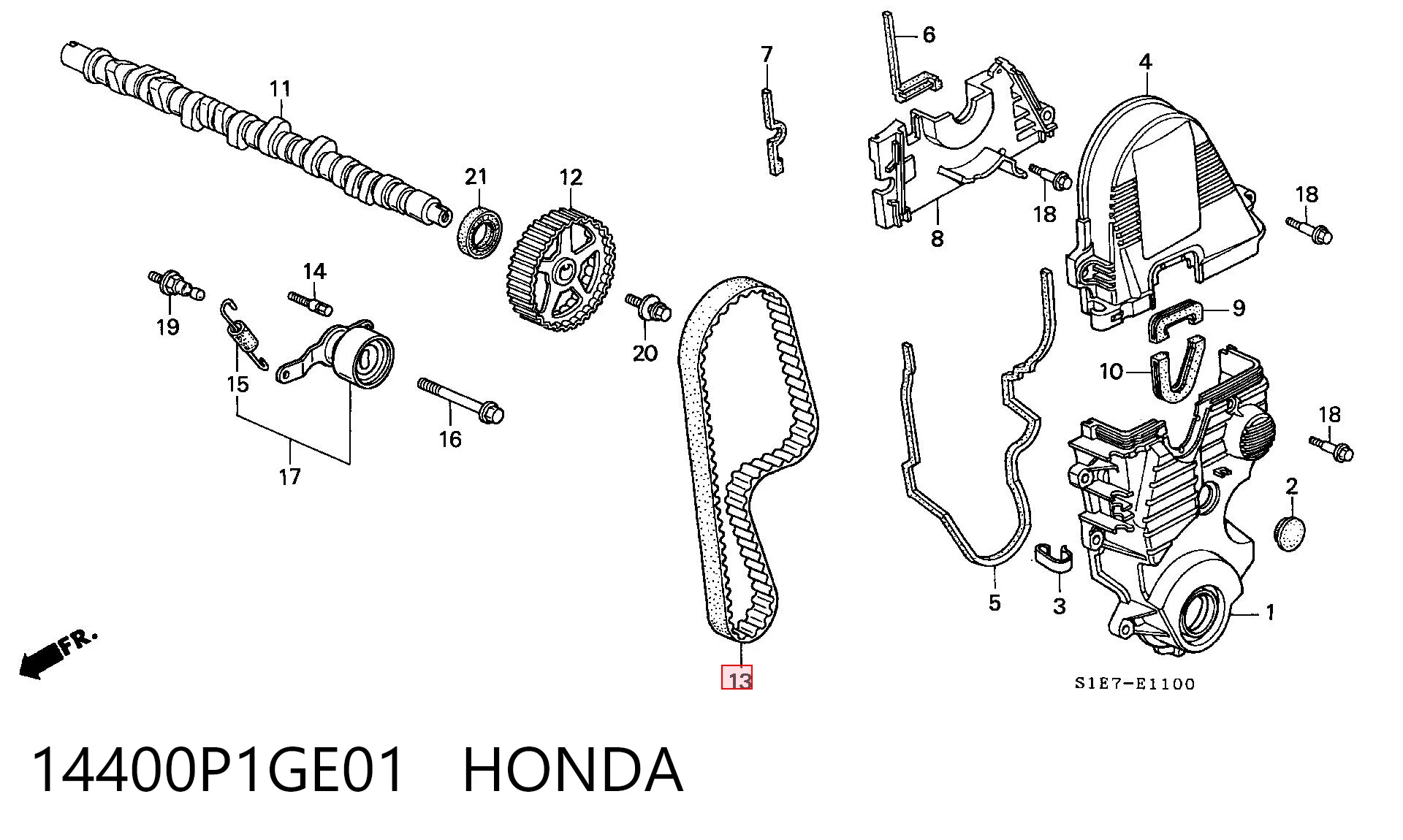 Correia do mecanismo de distribuição de gás para Honda Civic VI EJ9, EK3/4