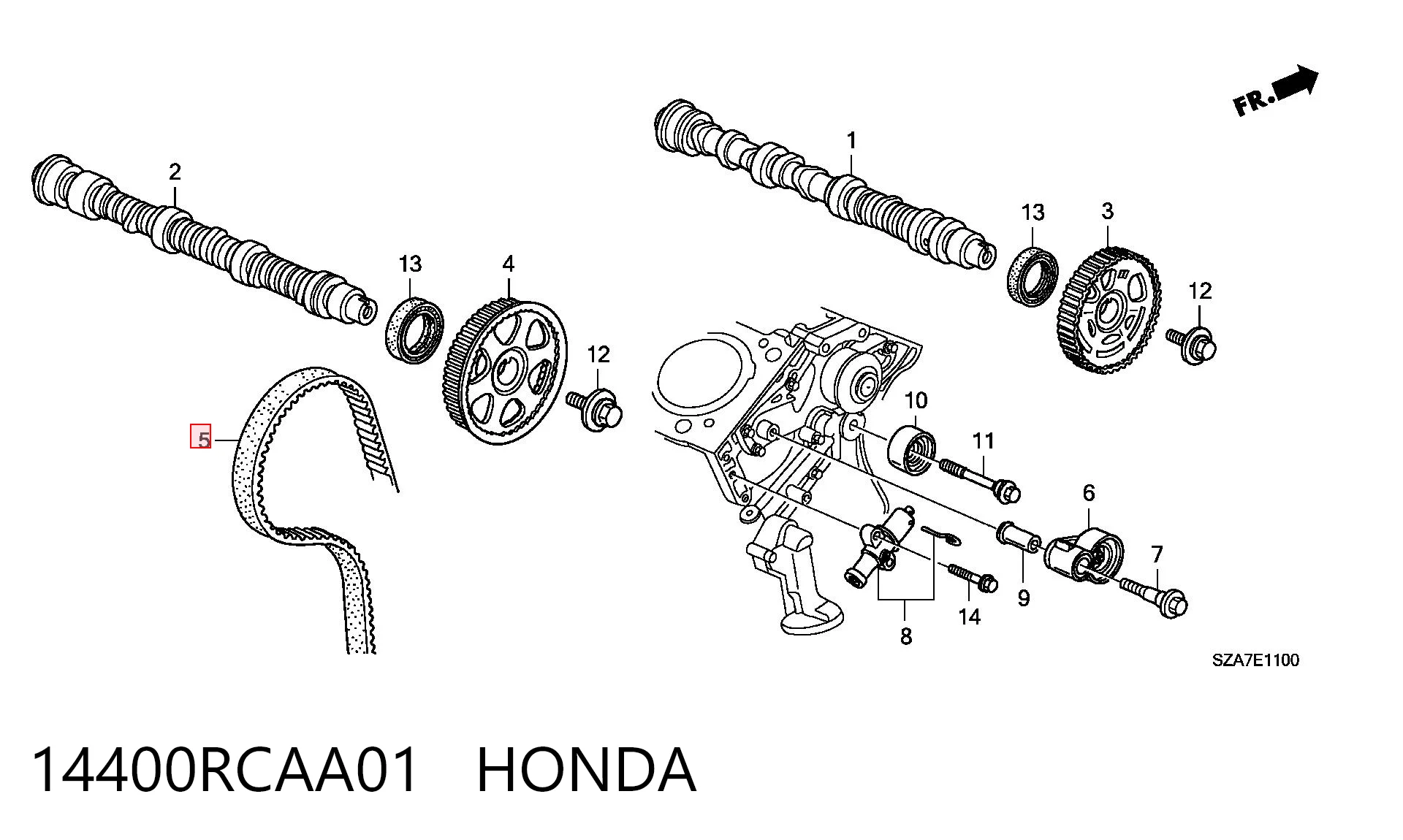 14400RCAA01 Honda Correia do mecanismo de distribuição de gás