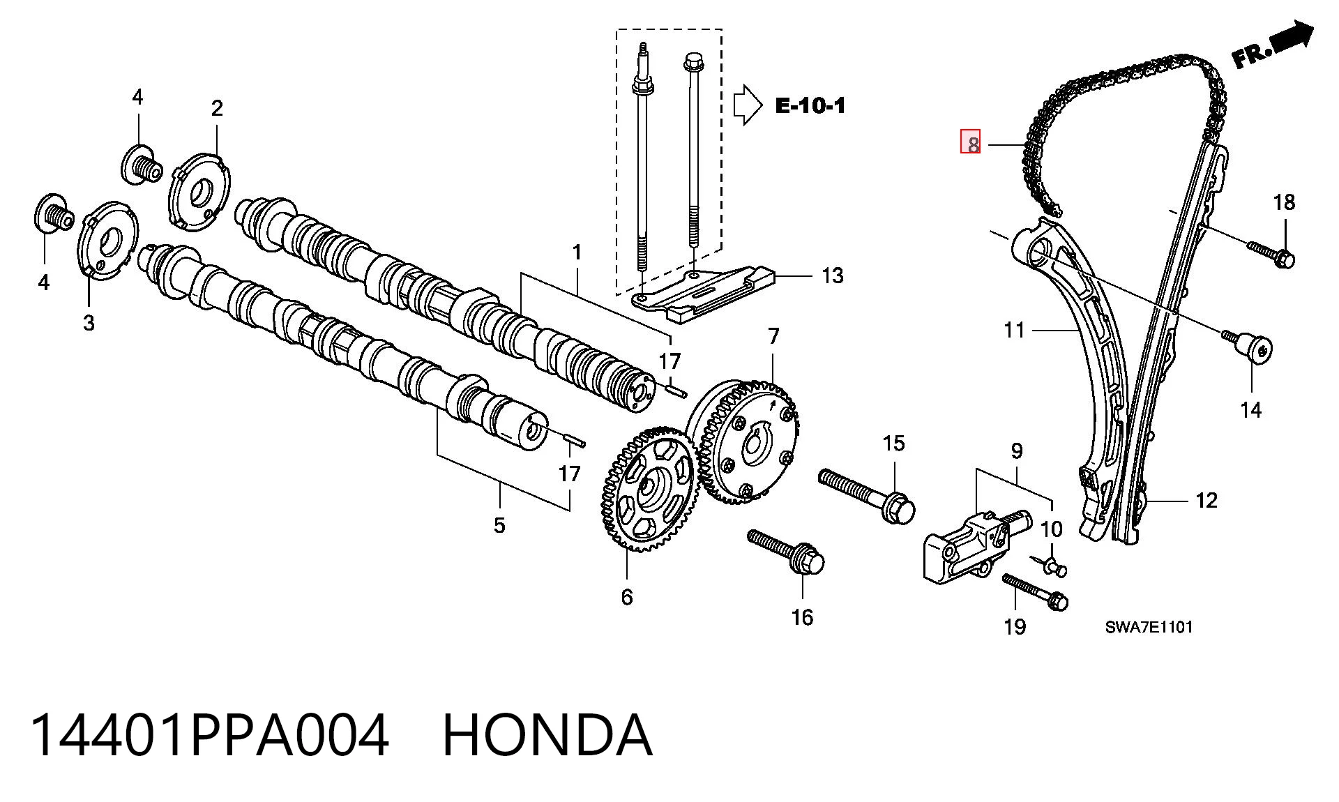 14401PPA004 Honda Cadeia do mecanismo de distribuição de gás