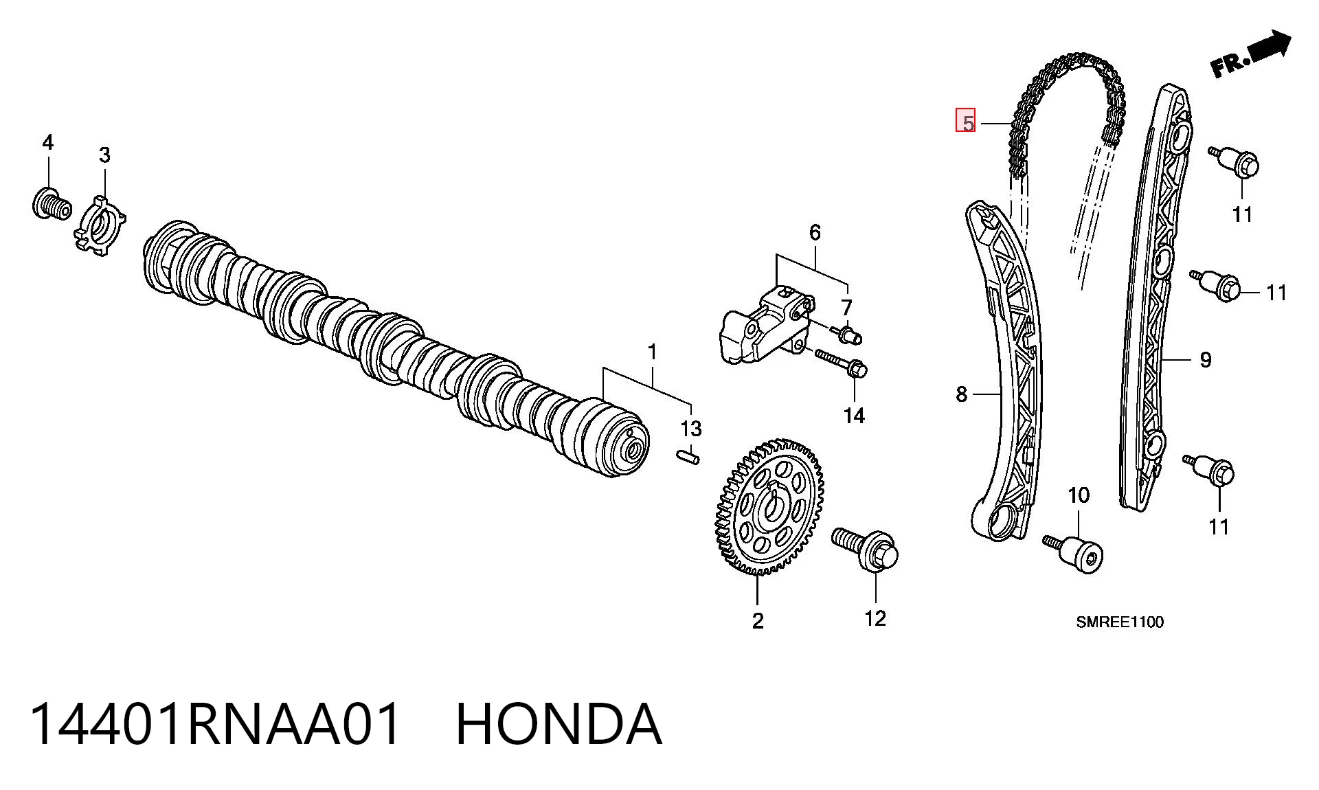 14401RNAA01 Honda Cadeia do mecanismo de distribuição de gás