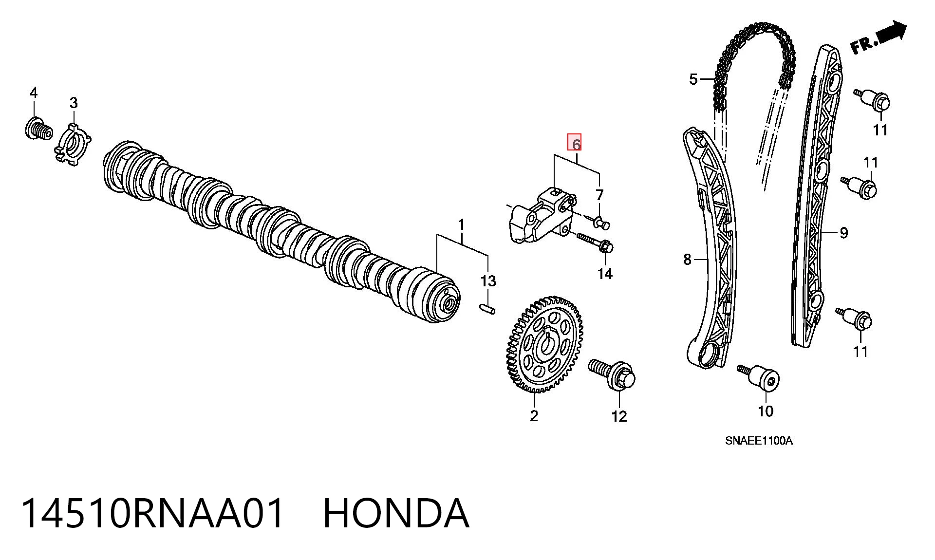 14510RNAA01 Honda Reguladora de tensão da cadeia do mecanismo de distribuição de gás