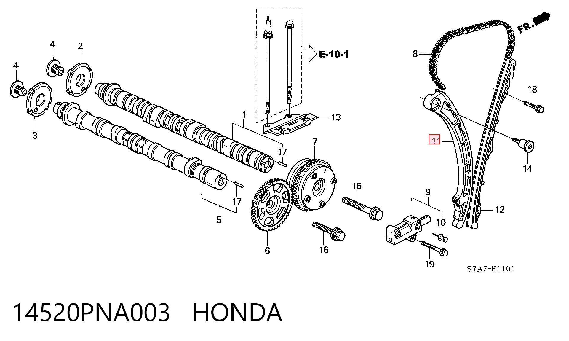 14520PNA003 Honda Sapato de reguladora de tensão da cadeia do mecanismo de distribuição de gás