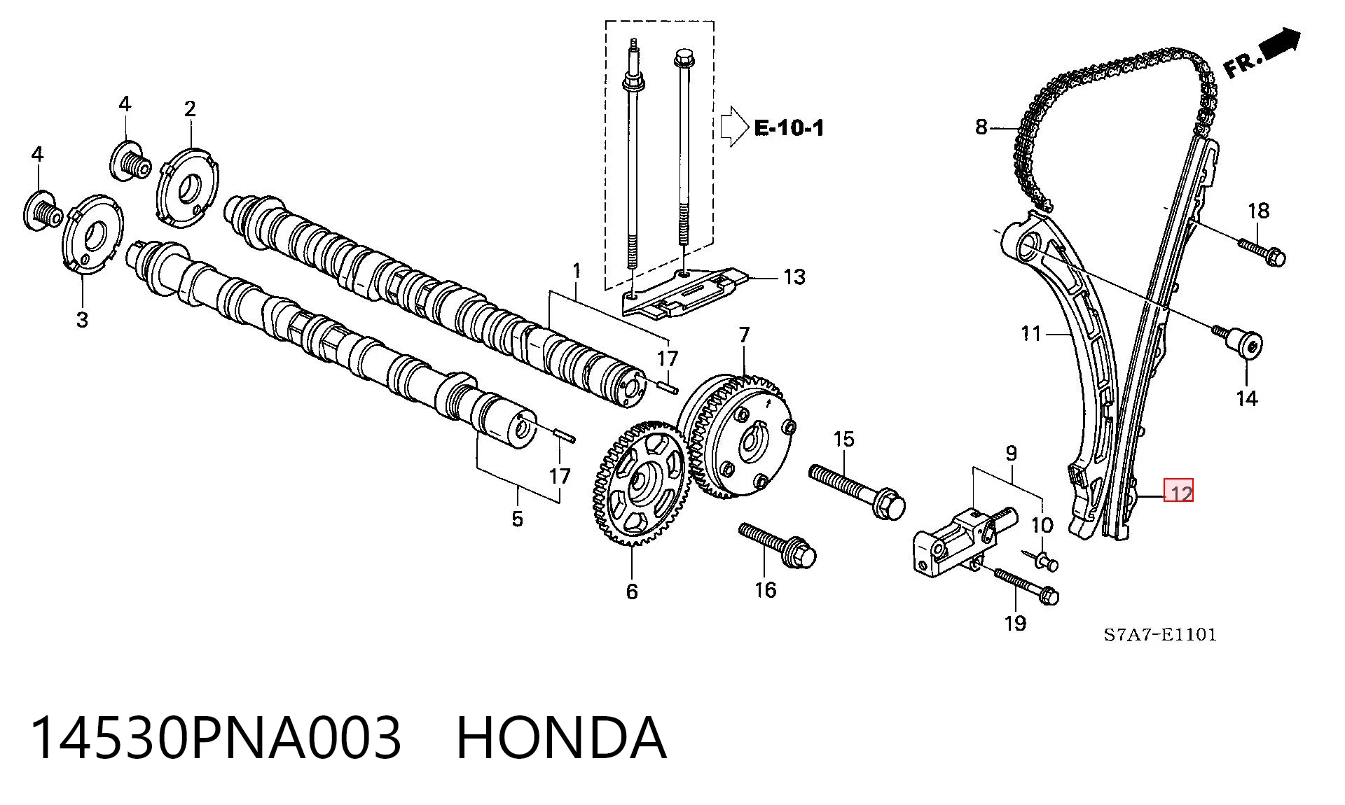 14530PNA003 Honda Amortecedor de cadeia do mecanismo de distribuição de gás