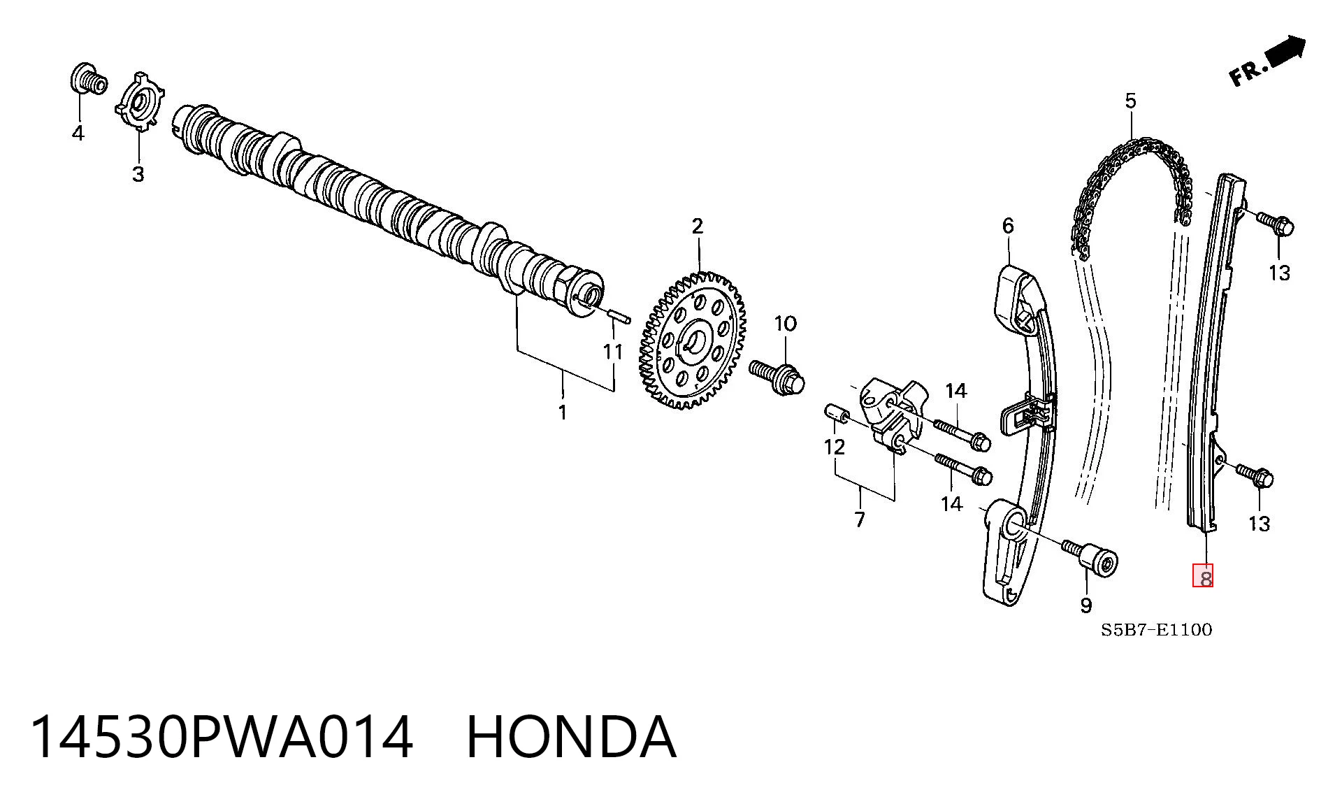 Amortecedor de cadeia do mecanismo de distribuição de gás, esquerdo Honda Jazz  GD, GE ao melhor preço