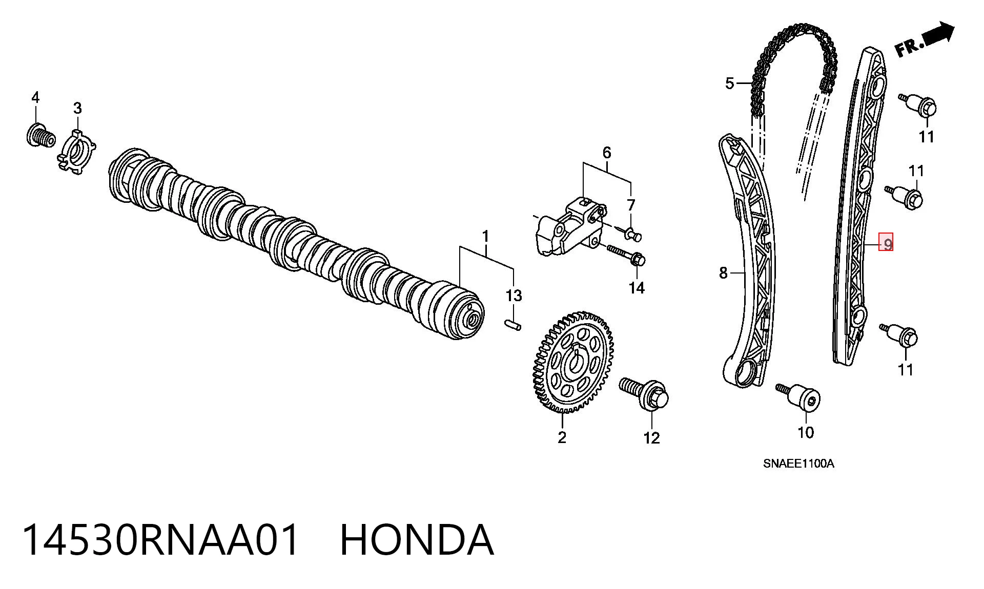14530RNAA01 Honda Amortecedor de cadeia do mecanismo de distribuição de gás