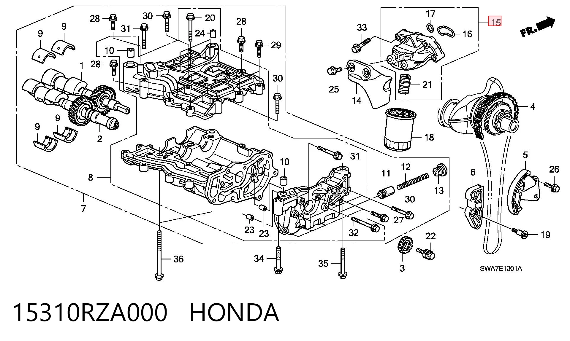 15310RZA000 Honda Consola do filtro de óleo