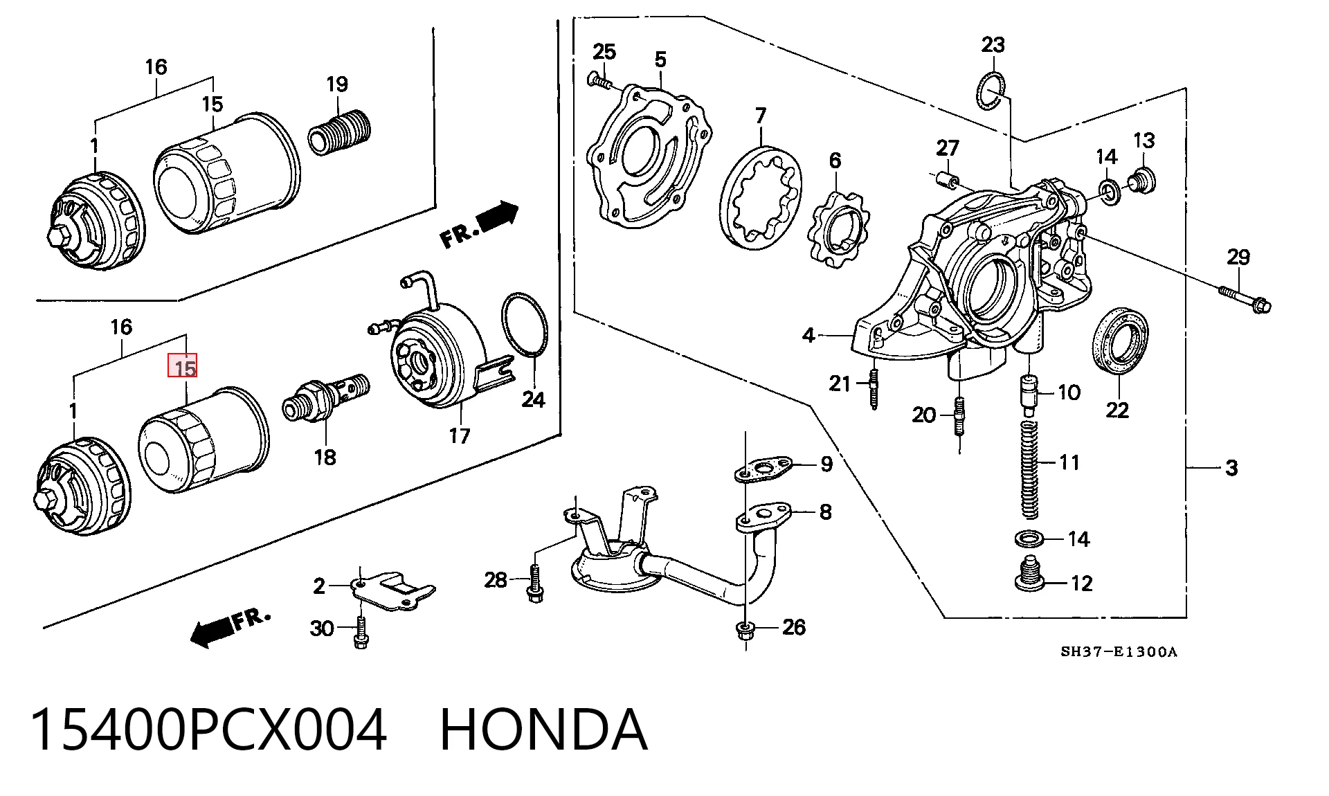 15400PCX004 Honda Filtro de óleo