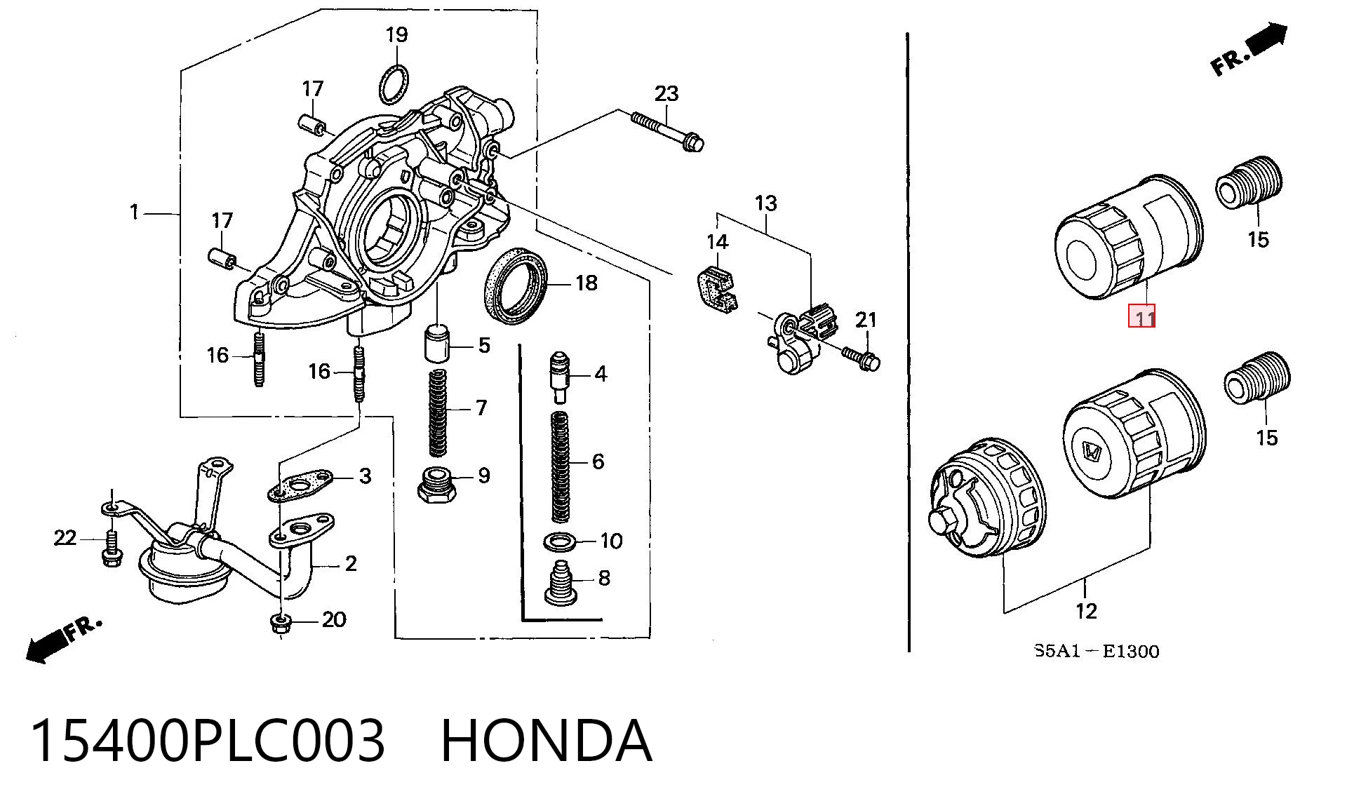 15400PLC003 Honda Filtro de óleo