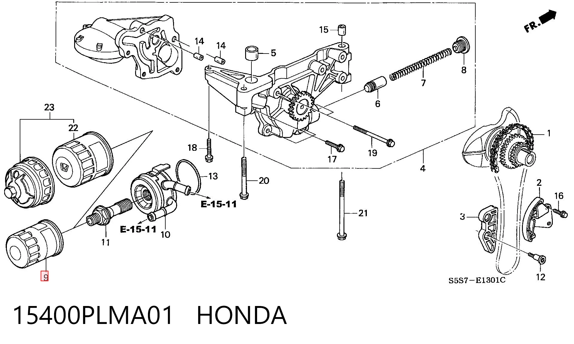 15400PLMA01 Honda Filtro de óleo