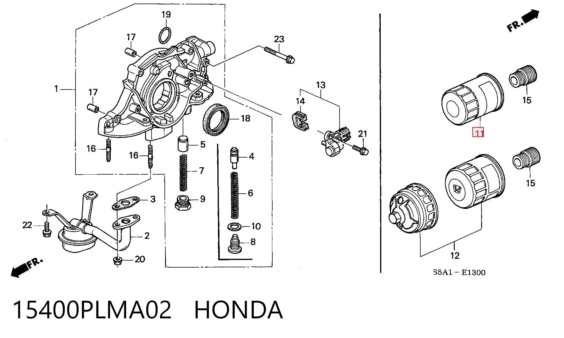 15400PLMA02 Honda Filtro de óleo