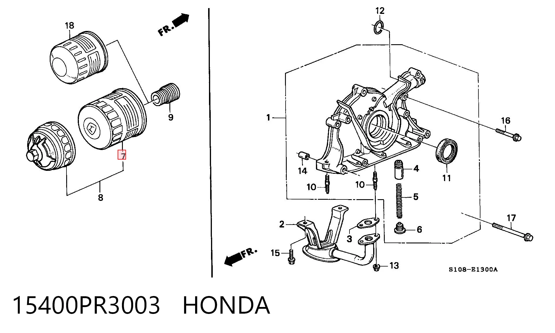 15400PR3003 Honda Filtro de óleo