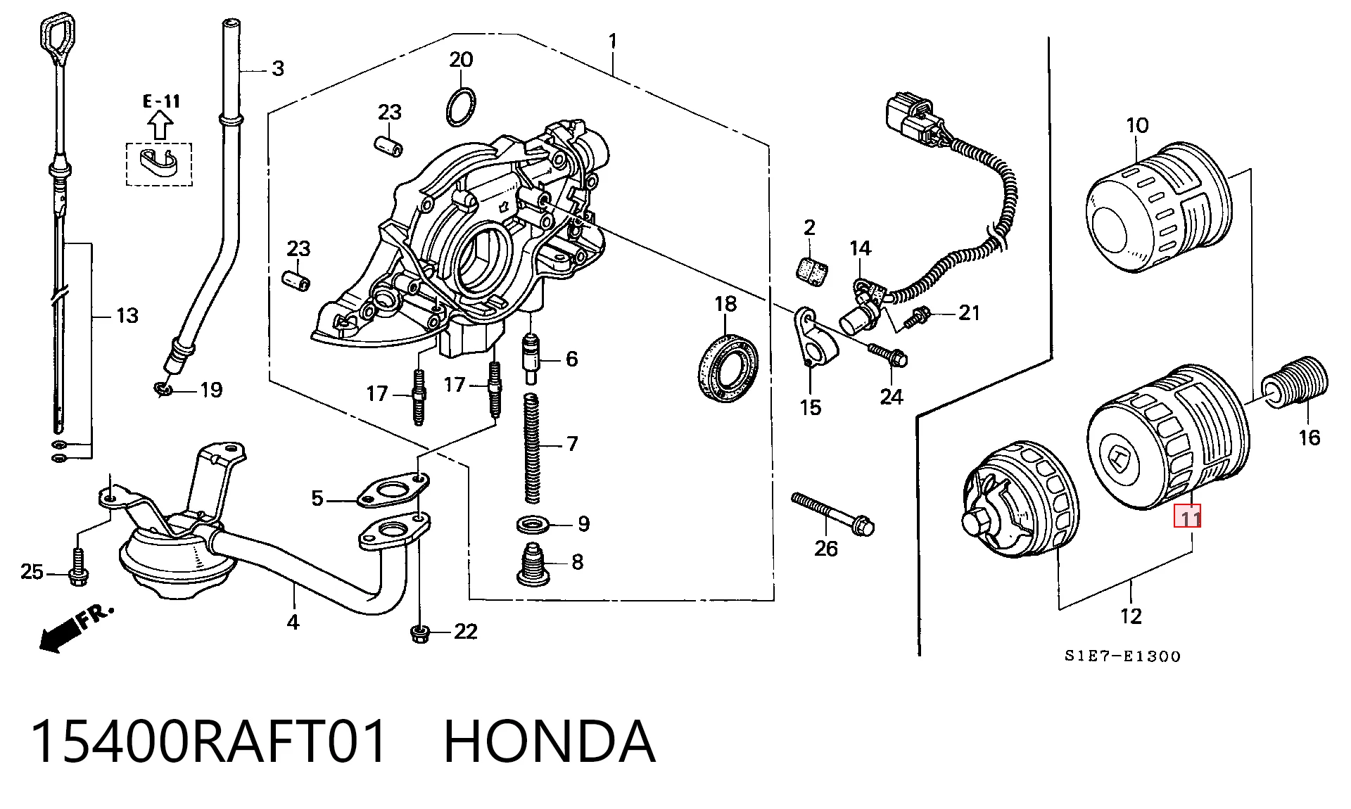 15400RAFT01 Honda Filtro de óleo