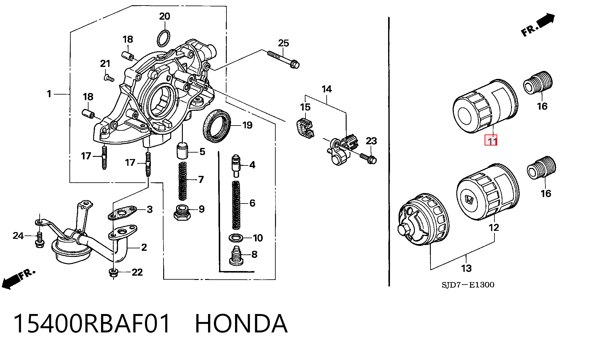 15400RBAF01 Honda Filtro de óleo