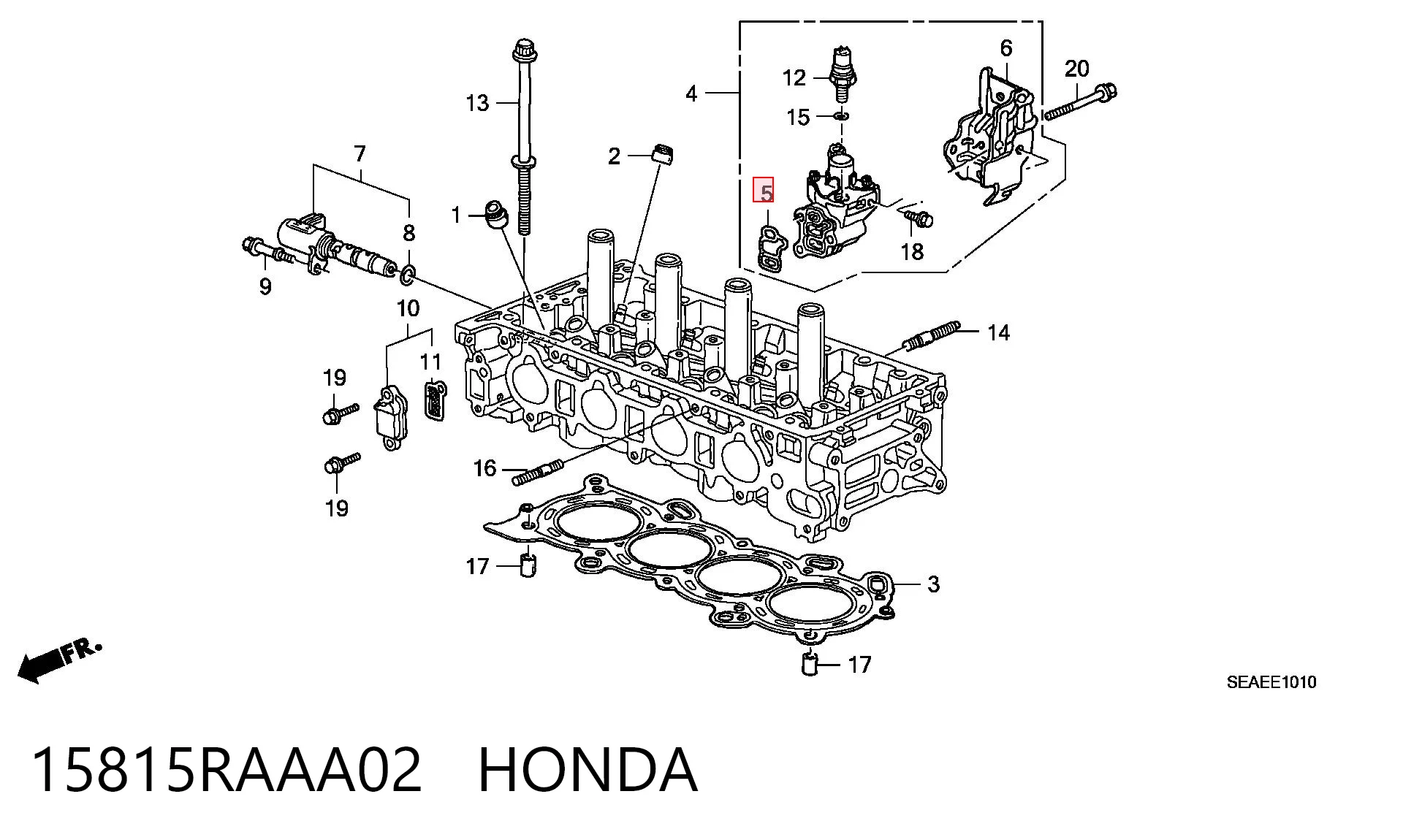 15815RAAA02 Honda Vedante de válvula de ventilação de cárter