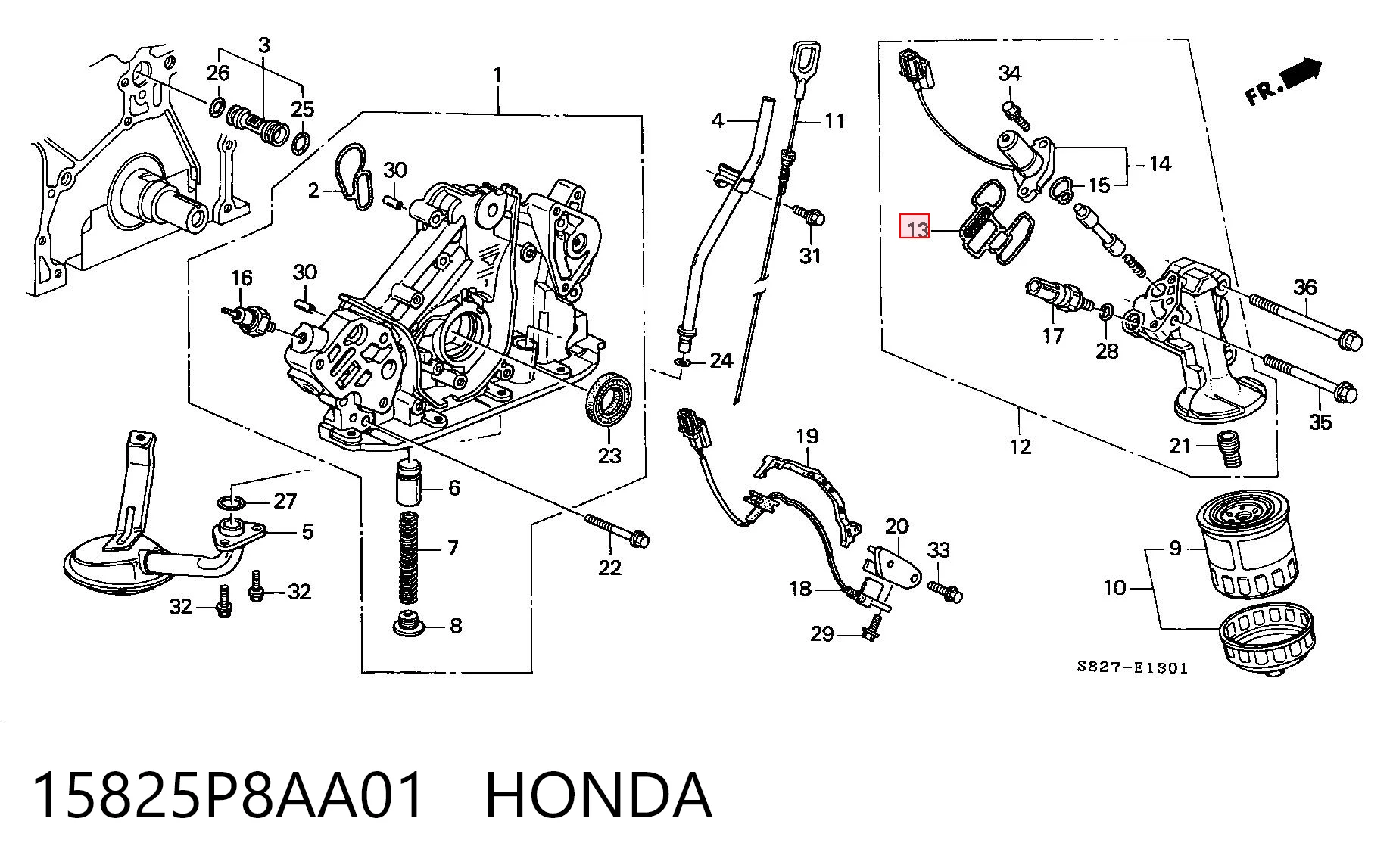 15825P8AA01 Honda Vedante de adaptador do filtro de óleo
