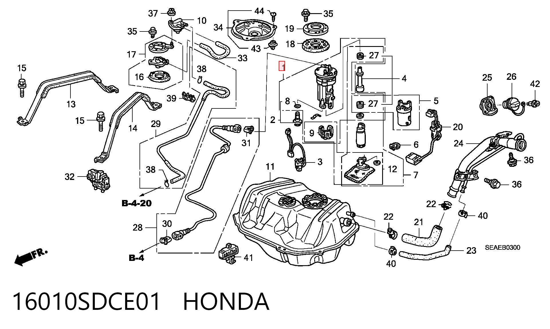 16010SDCE01 Honda Módulo de bomba de combustível com sensor do nível de combustível