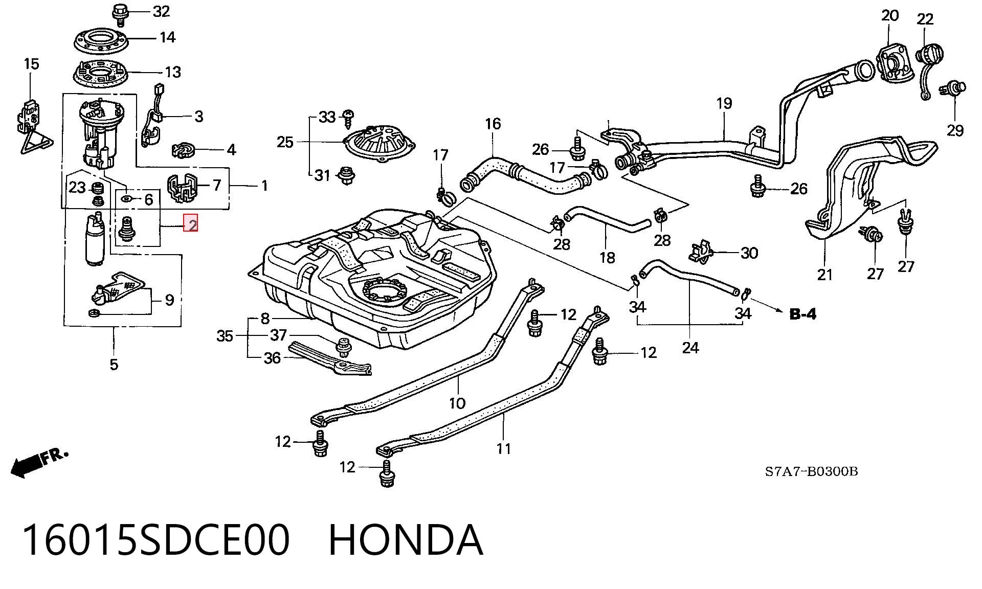16015SDCE00 Honda Regulador de pressão de combustível de módulo da bomba de combustível no tanque