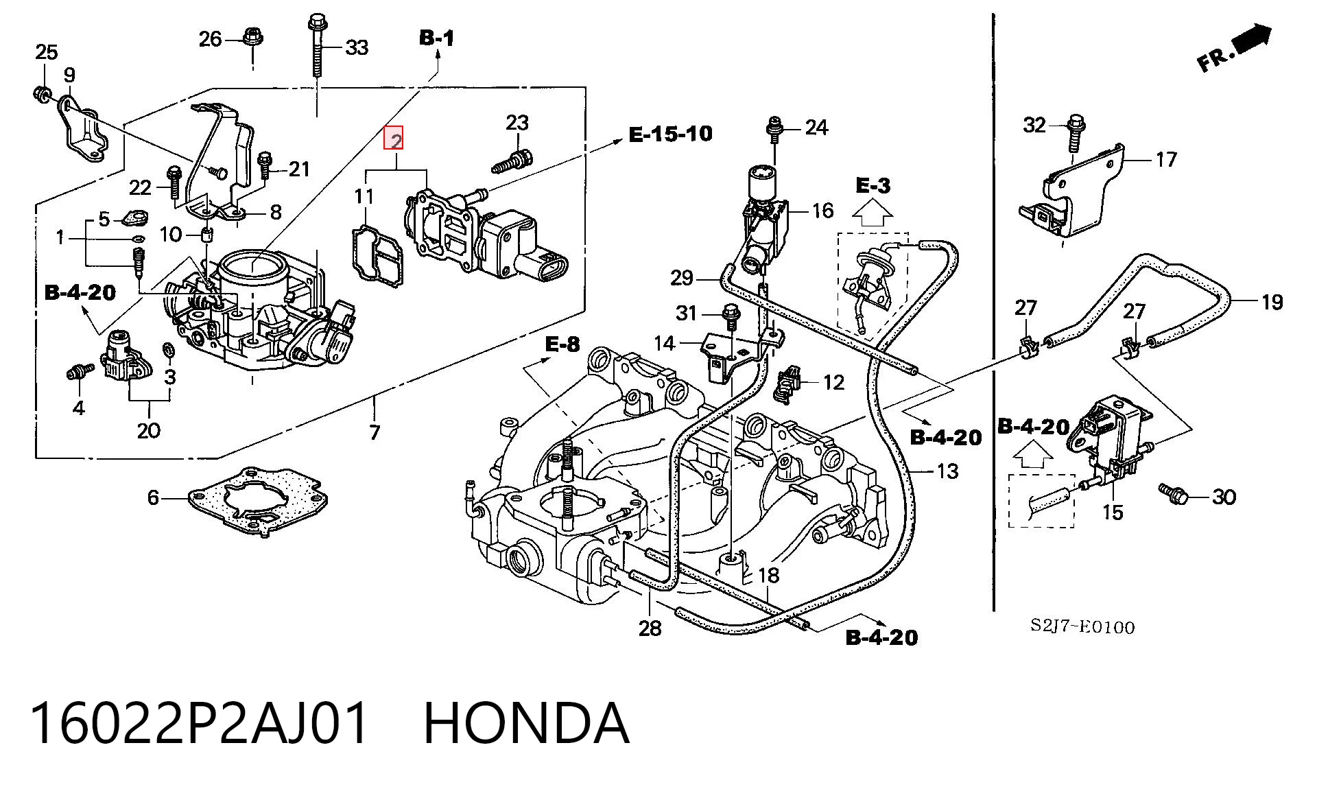 16022P2AJ01 Honda Válvula (regulador) de marcha a vácuo