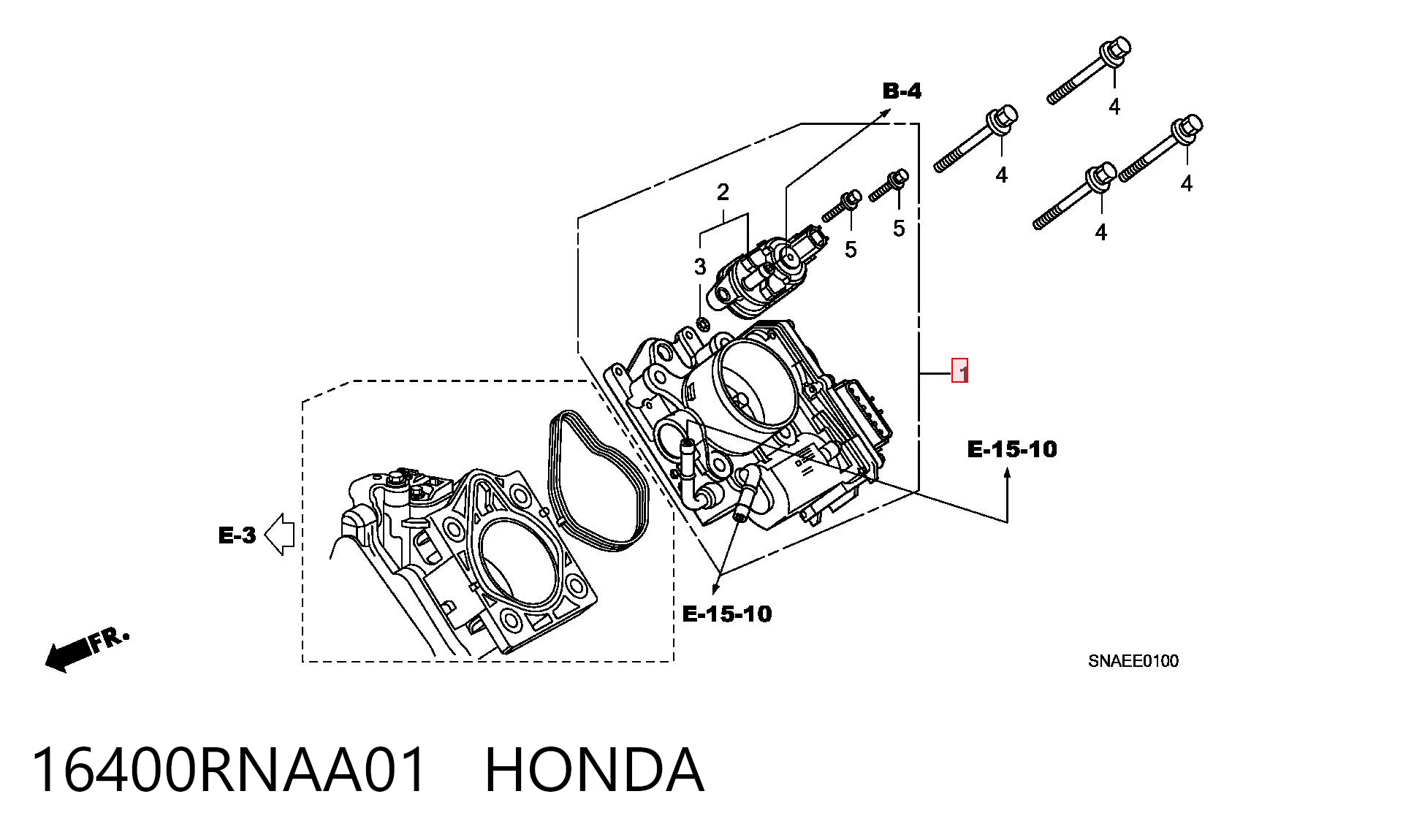 16400RNAA01 Honda Válvula de borboleta montada