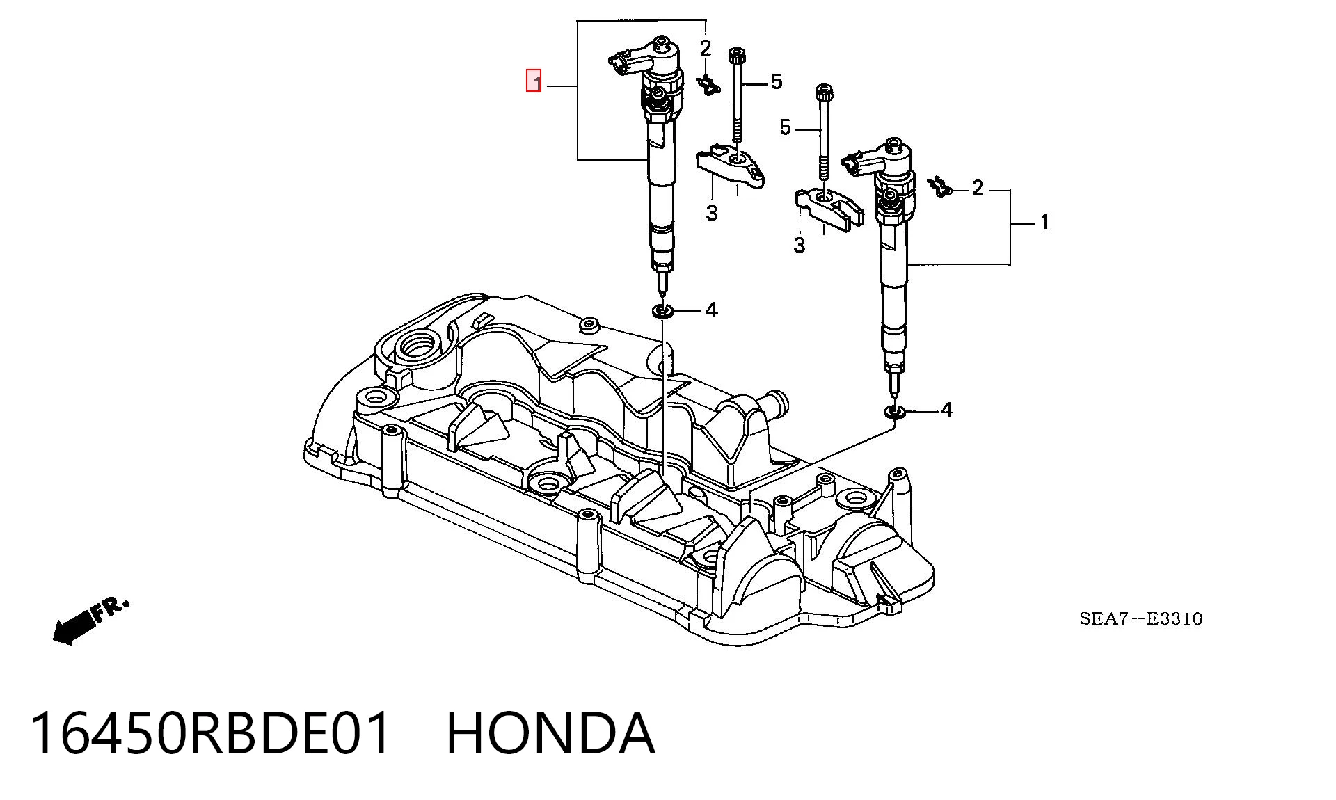 16450RBDE01 Honda Injetor de injeção de combustível