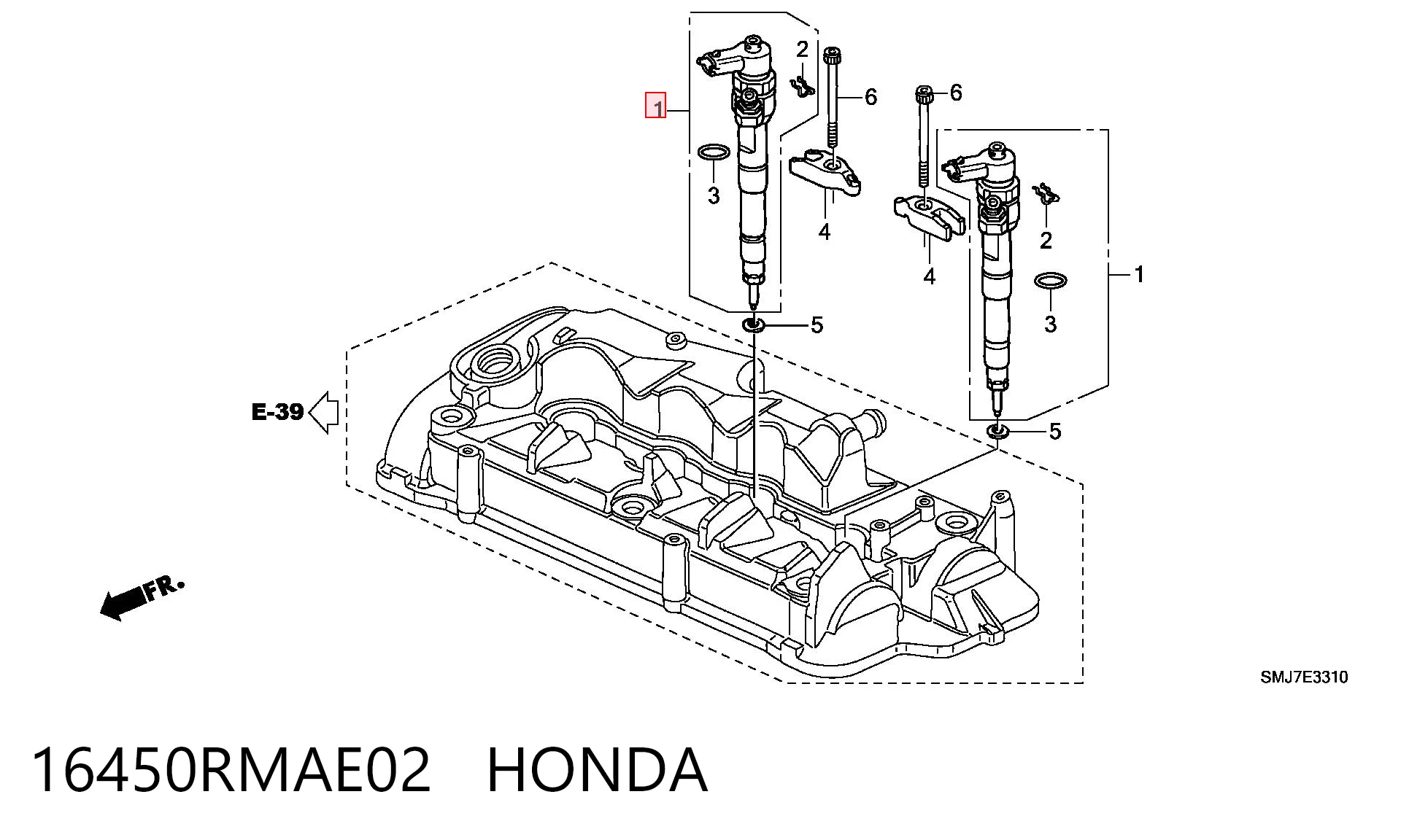16450RMAE02 Honda Injetor de injeção de combustível
