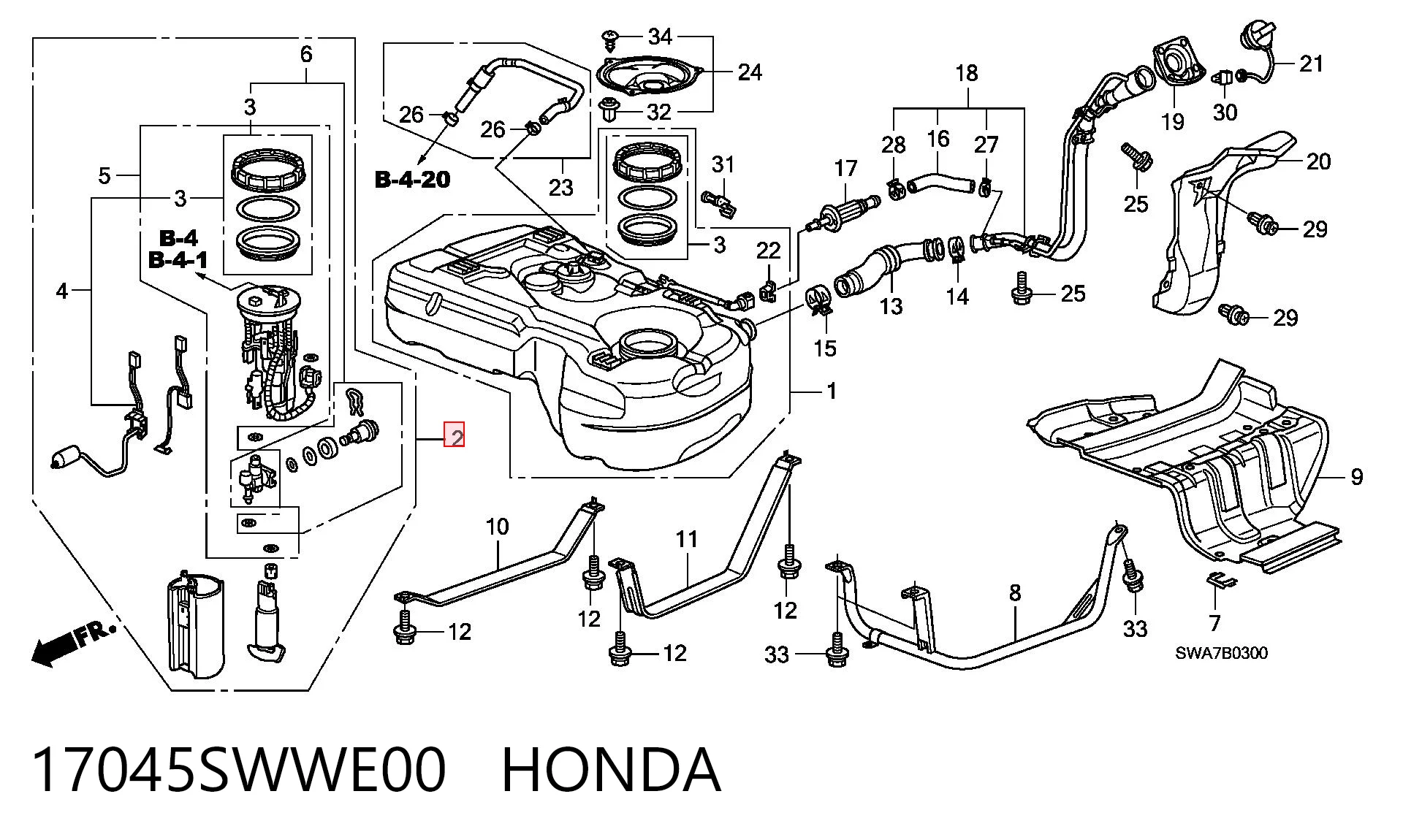 Módulo de bomba de combustível com sensor do nível de combustível para Honda CR-V III RE