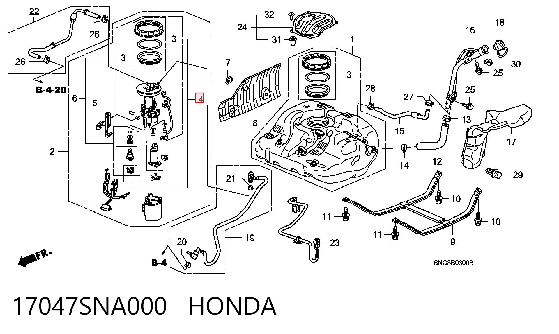 Sensor do nível de combustível no tanque para Honda Civic VIII FK, FN