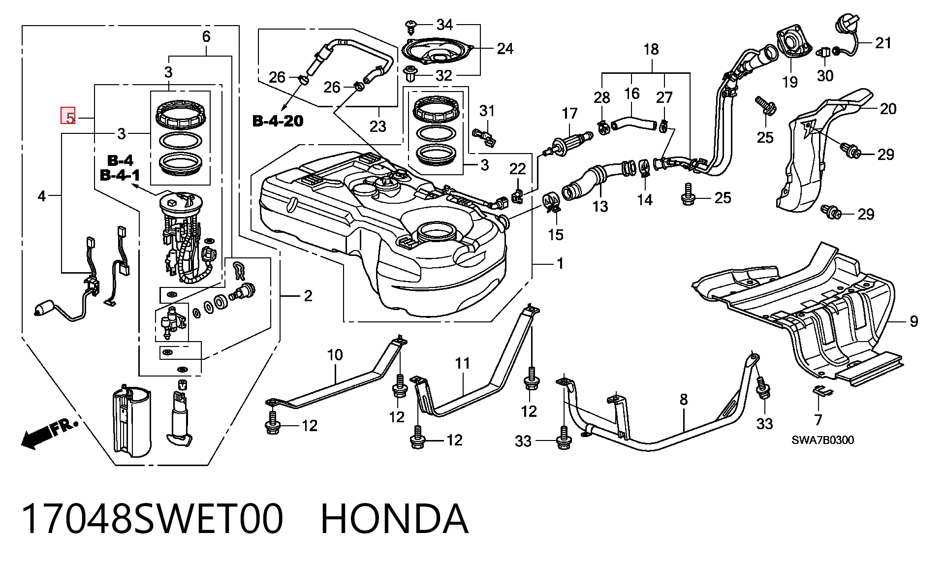 17048SWET00 Honda Filtro de combustível