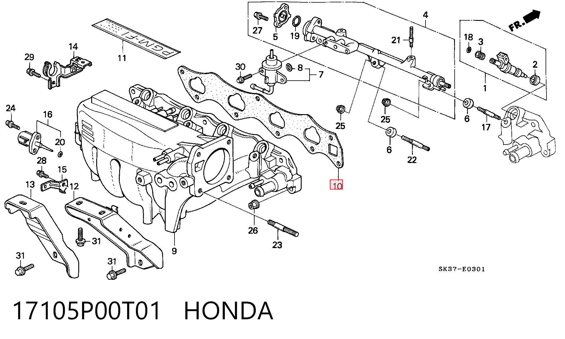 Vedante de tubo coletor de admissão para Honda Civic IV ED, EF