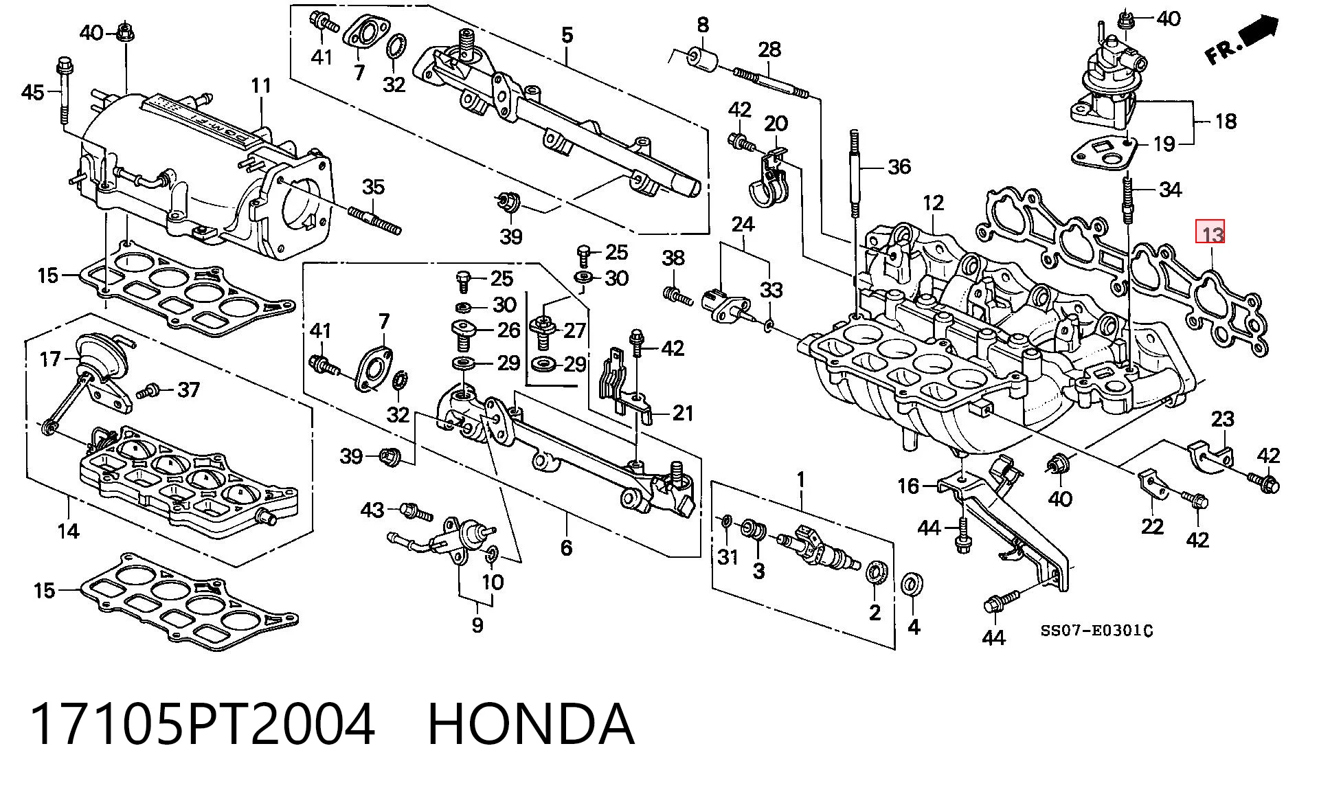 Vedante de tubo coletor de admissão Honda Accord V CC7