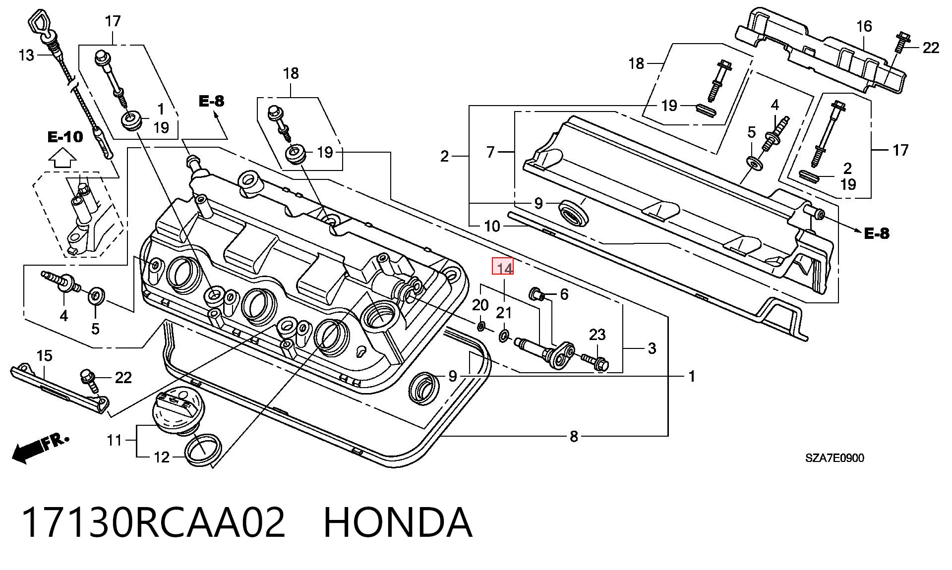 17130RCAA02 Honda Válvula PCV de ventilação dos gases de cárter