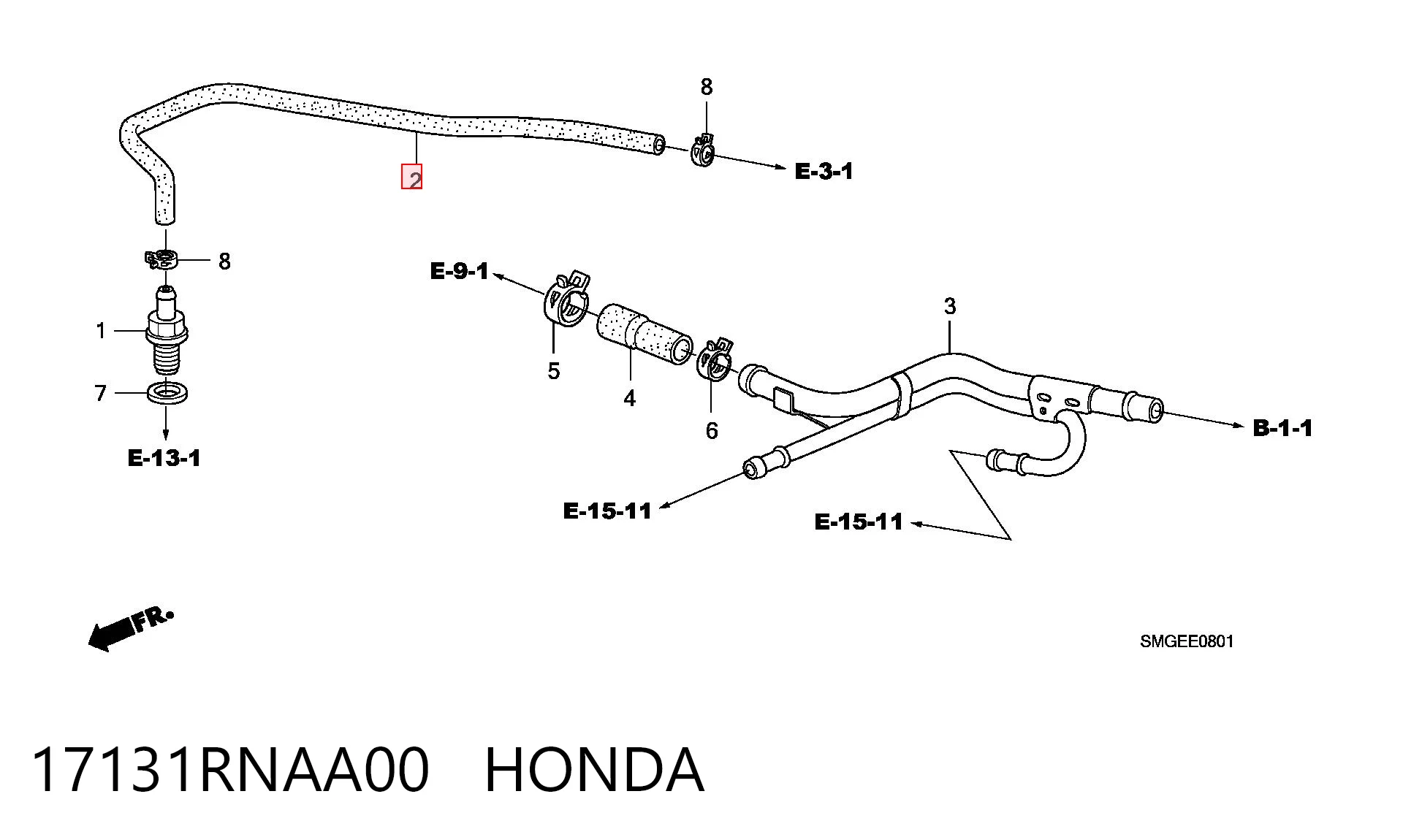 Cano derivado de ventilação de cárter (de separador de óleo) para Honda Civic VIII FD, FA