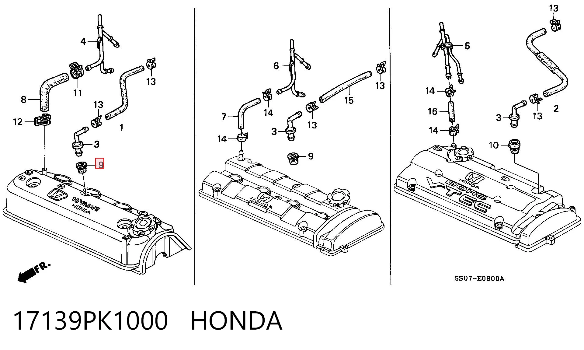 17139PK1000 Honda Vedante de válvula de ventilação de cárter