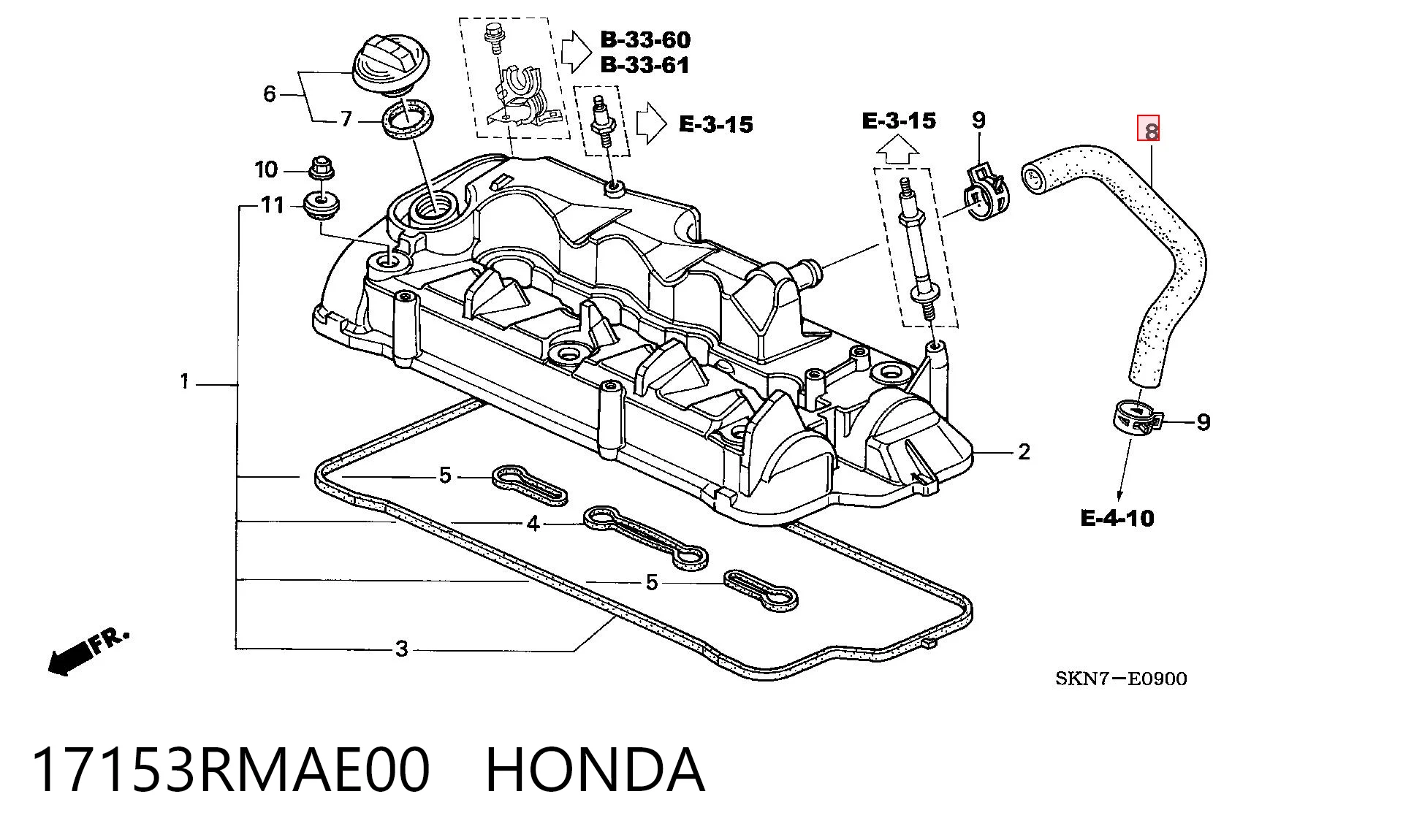 Cano derivado de ventilação de cárter (de separador de óleo) Honda CR-V RE ao melhor preço