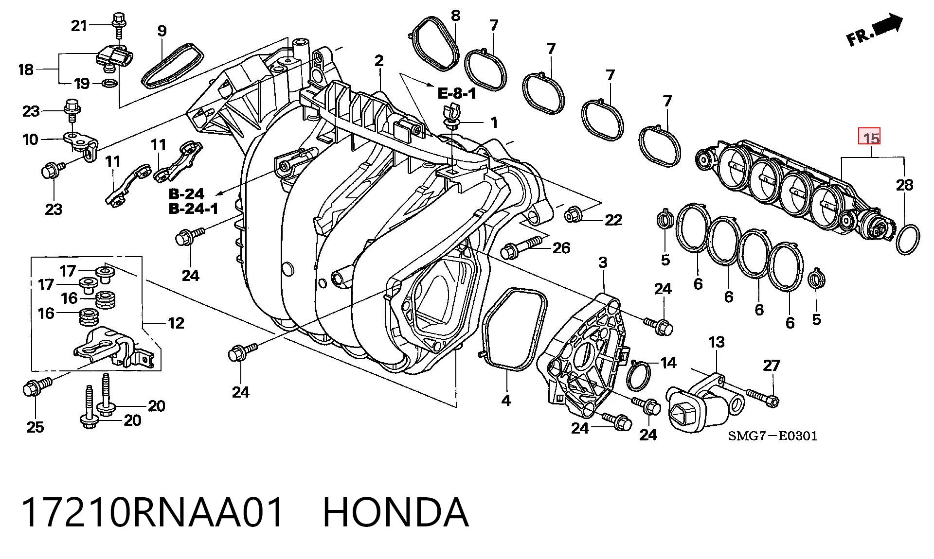 17210RNAA01 Honda Comporta de ar (de turbilhão) de tubo coletor