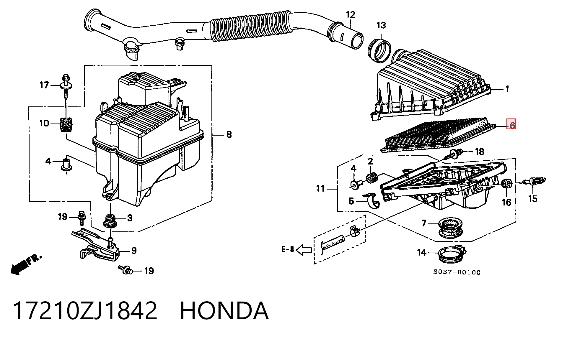 17210ZJ1842 Honda Filtro de ar