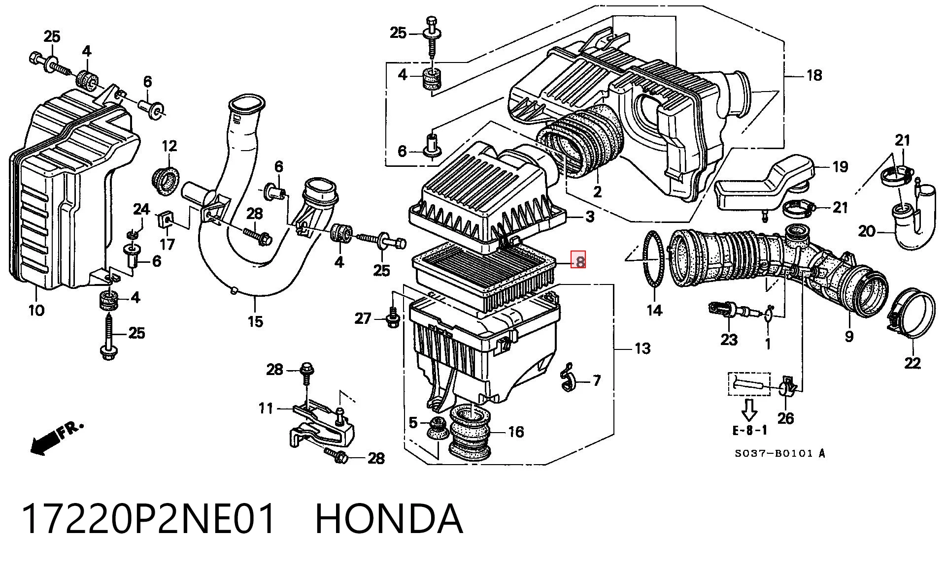 17220P2NE01 Honda Filtro de ar