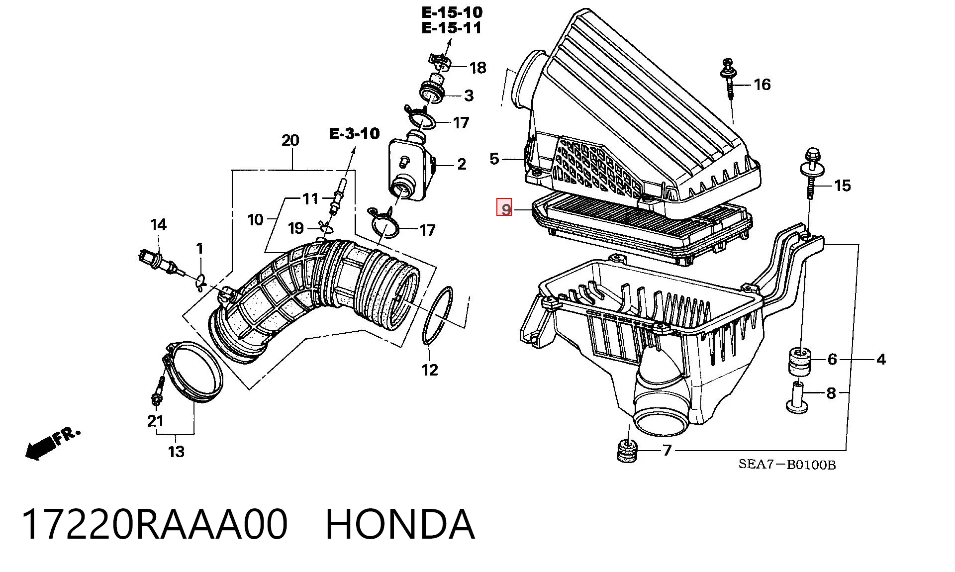 17220RAAA00 Honda Filtro de ar