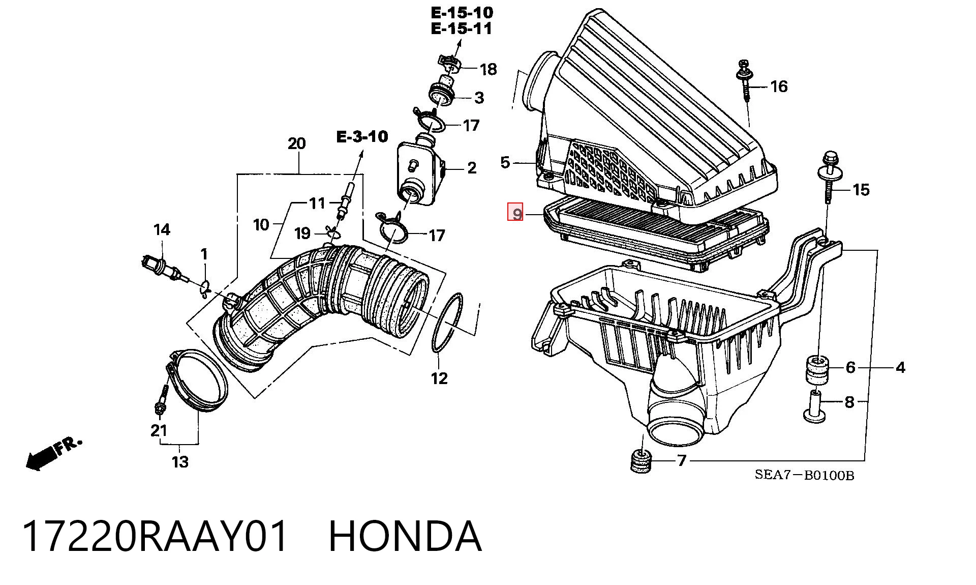 17220RAAY01 Honda Filtro de ar