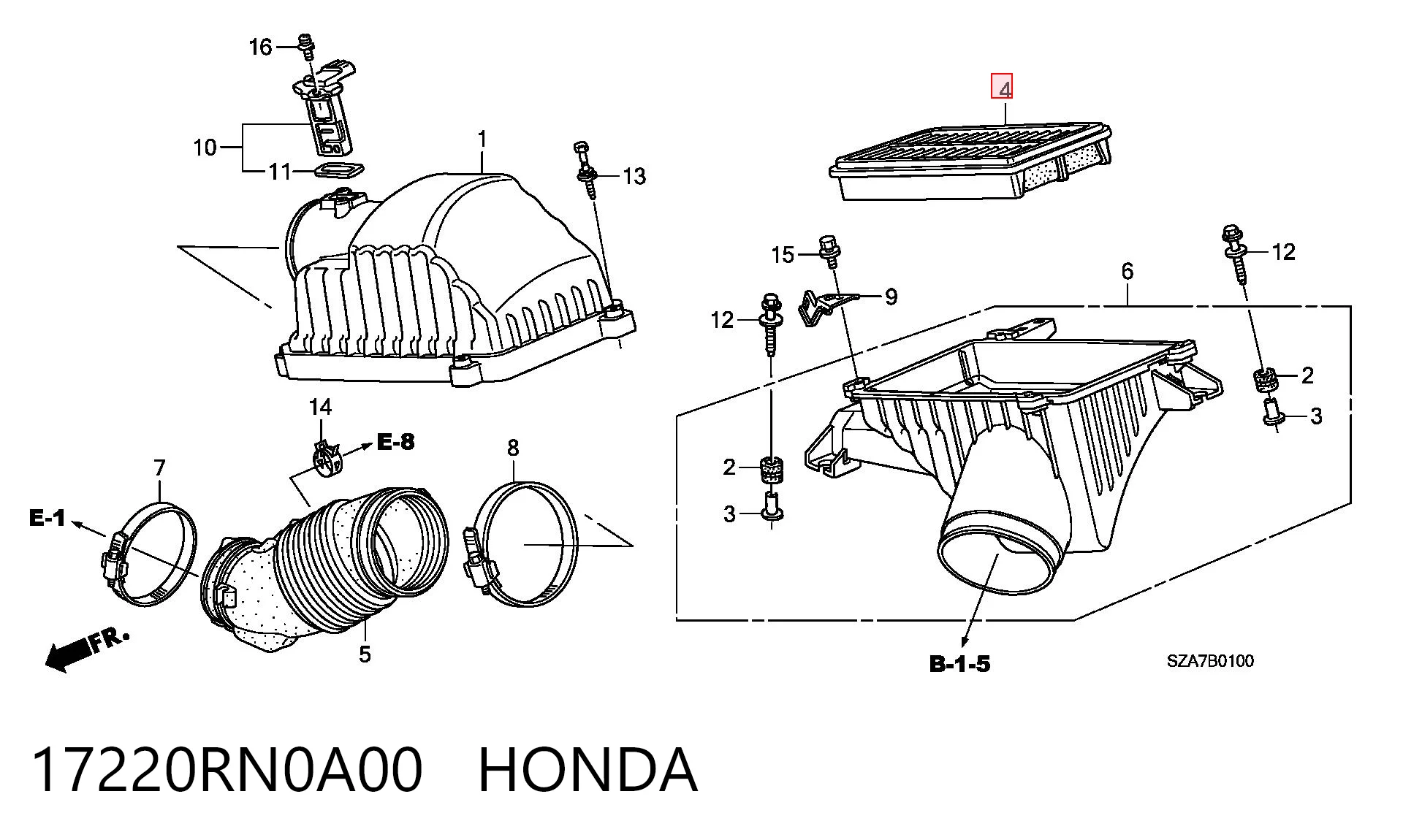 17220RN0A00 Honda Filtro de ar