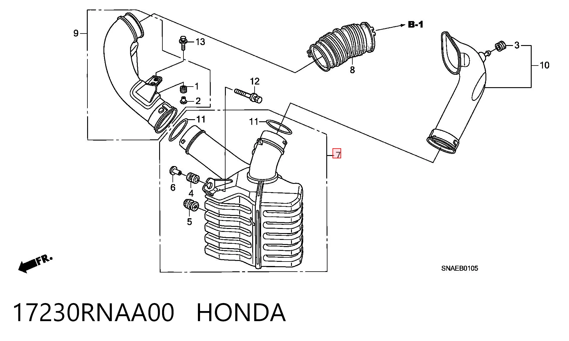 17230RNAA00 Honda Ressonador de filtro de ar